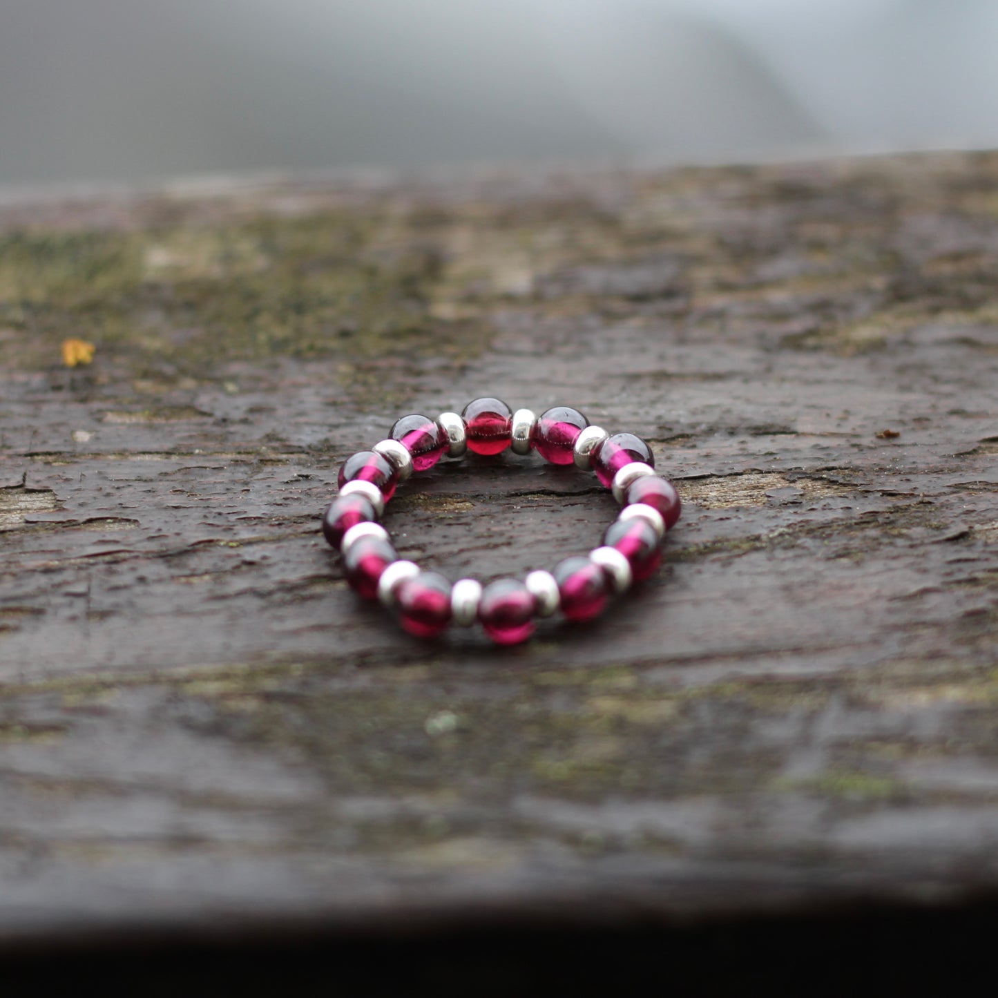 Almandine Garnet RING With Silver. Presented With A Tin, A Tag & A Herkimer Diamond