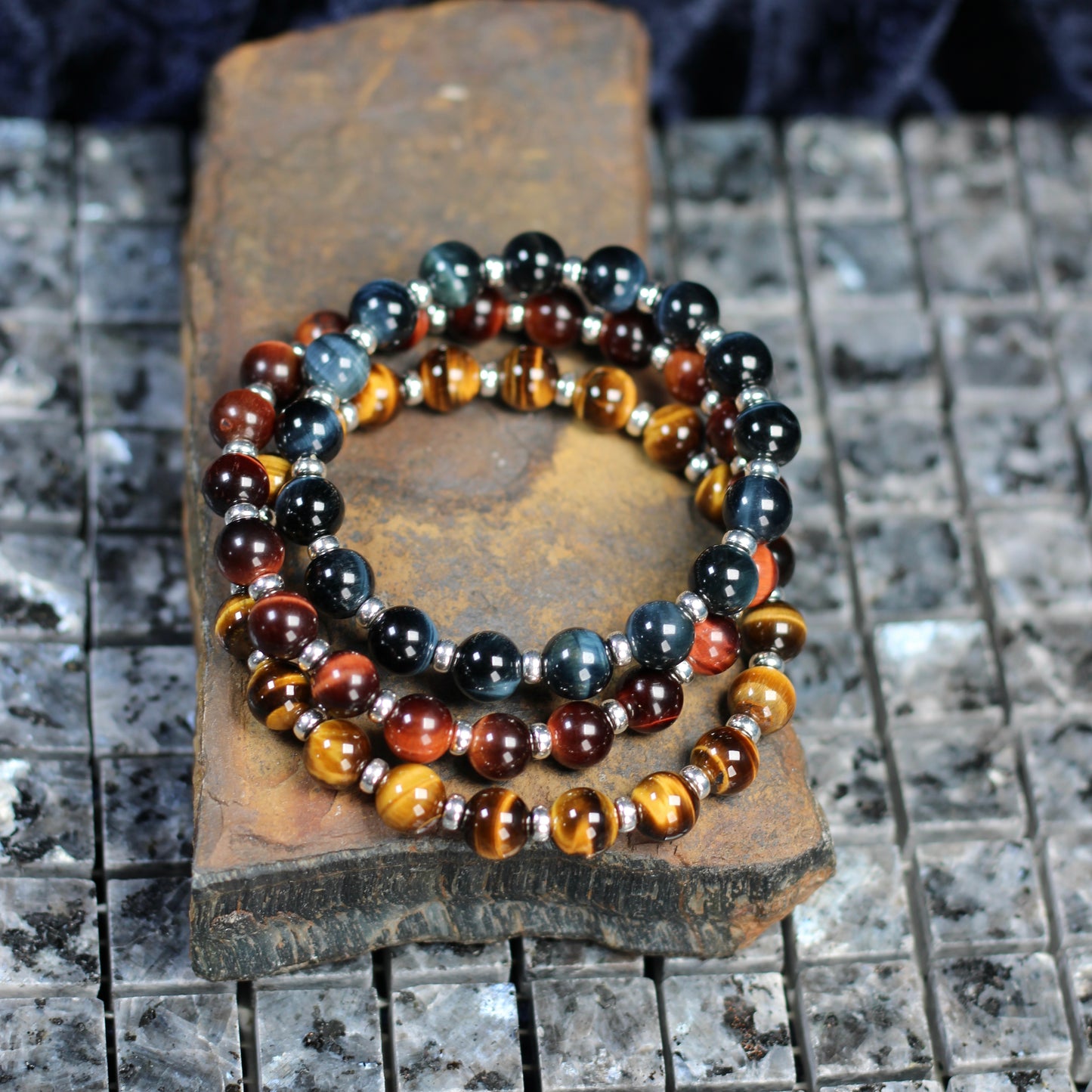 Tiger's Eye Power Bracelet With Sterling Silver & Heart.