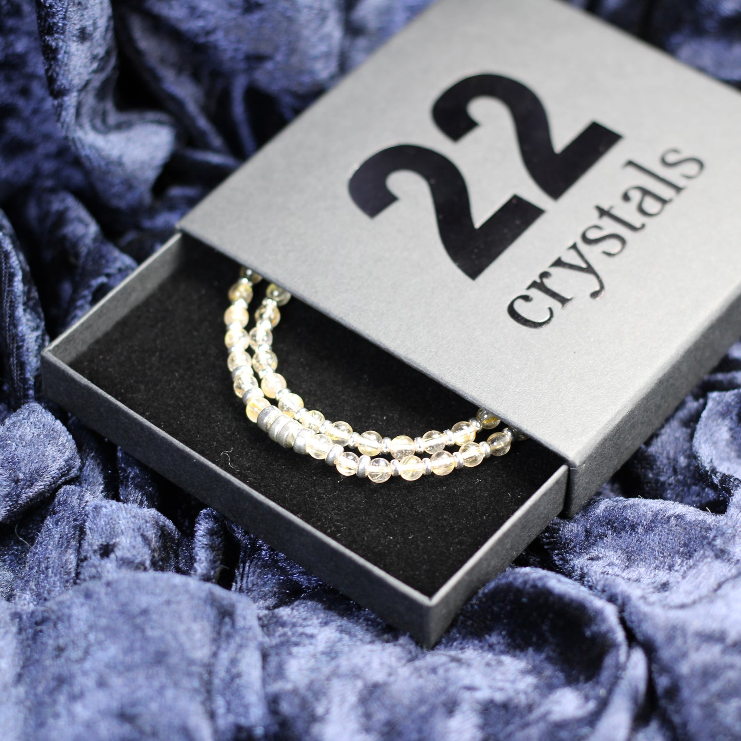 Golden Rutilated Quartz Choker Necklace With Sterling Silver & Tumble Stone