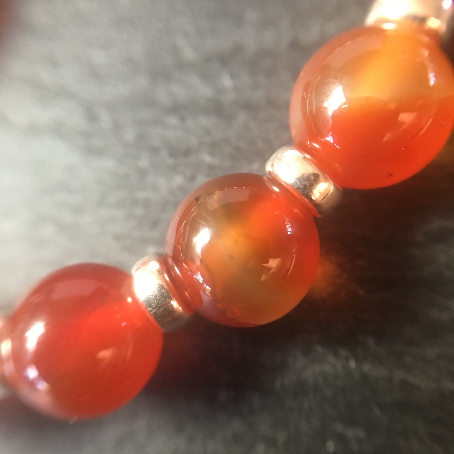 Carnelian Power Bracelet With Sterling Silver & Carnelian Ring