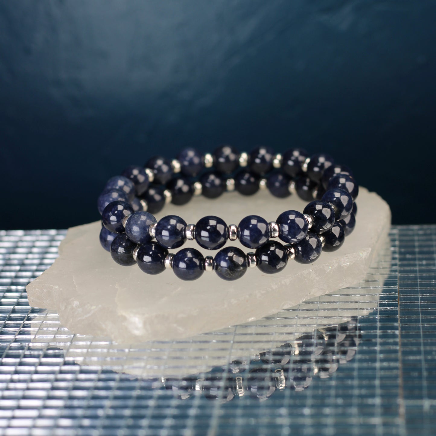 Sapphire Power Bracelet With Sterling Silver & Corundum Crystal.