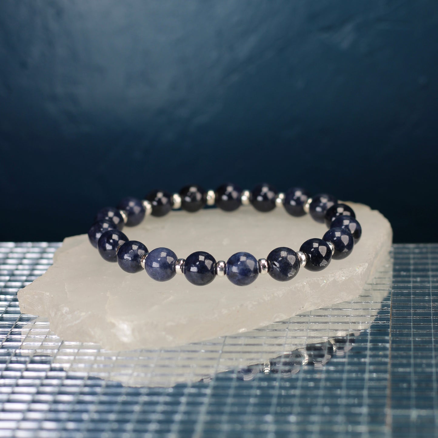 Sapphire Power Bracelet With Sterling Silver & Corundum Crystal.