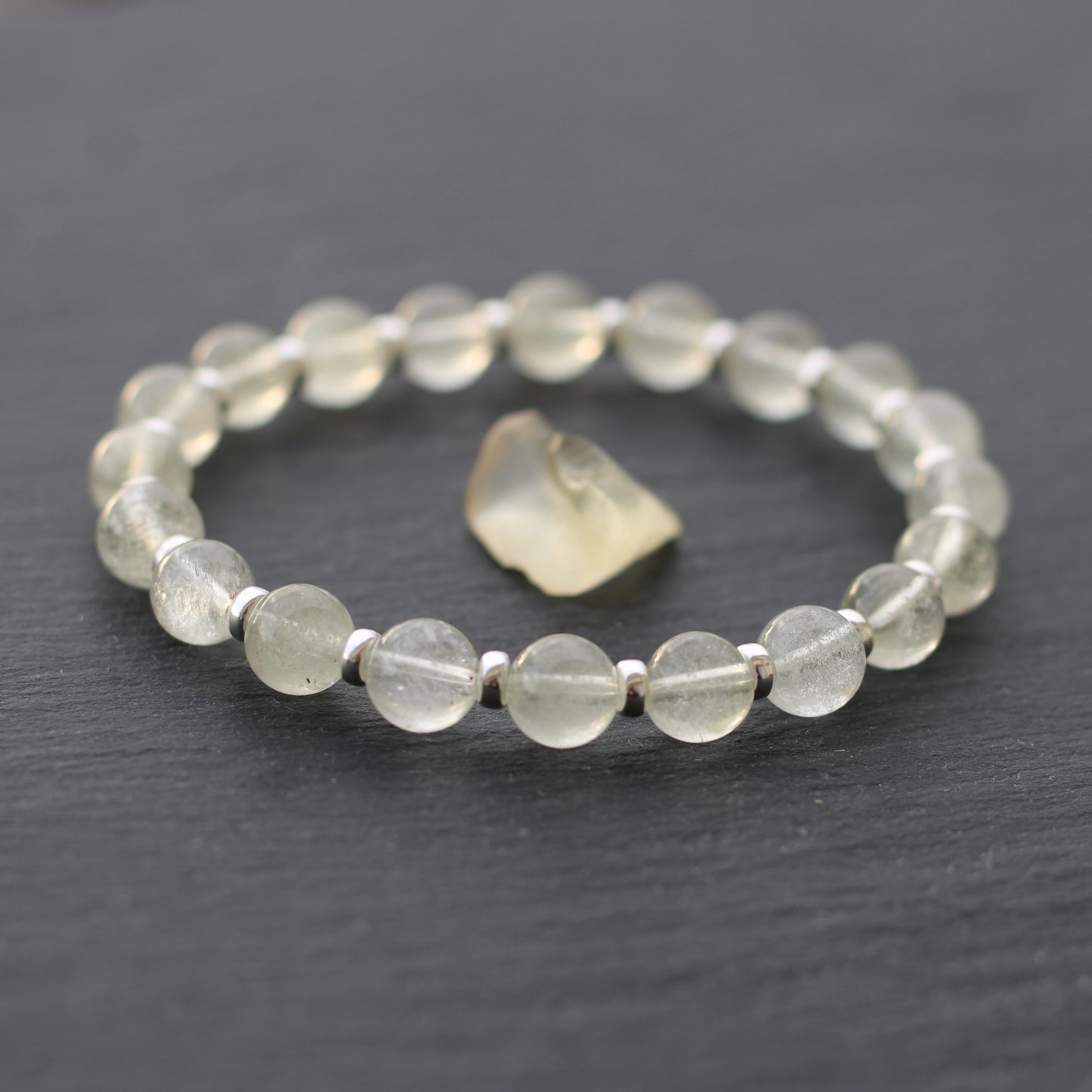 Libyan Desert Glass Power Bracelet With Sterling Silver & LDG Piece