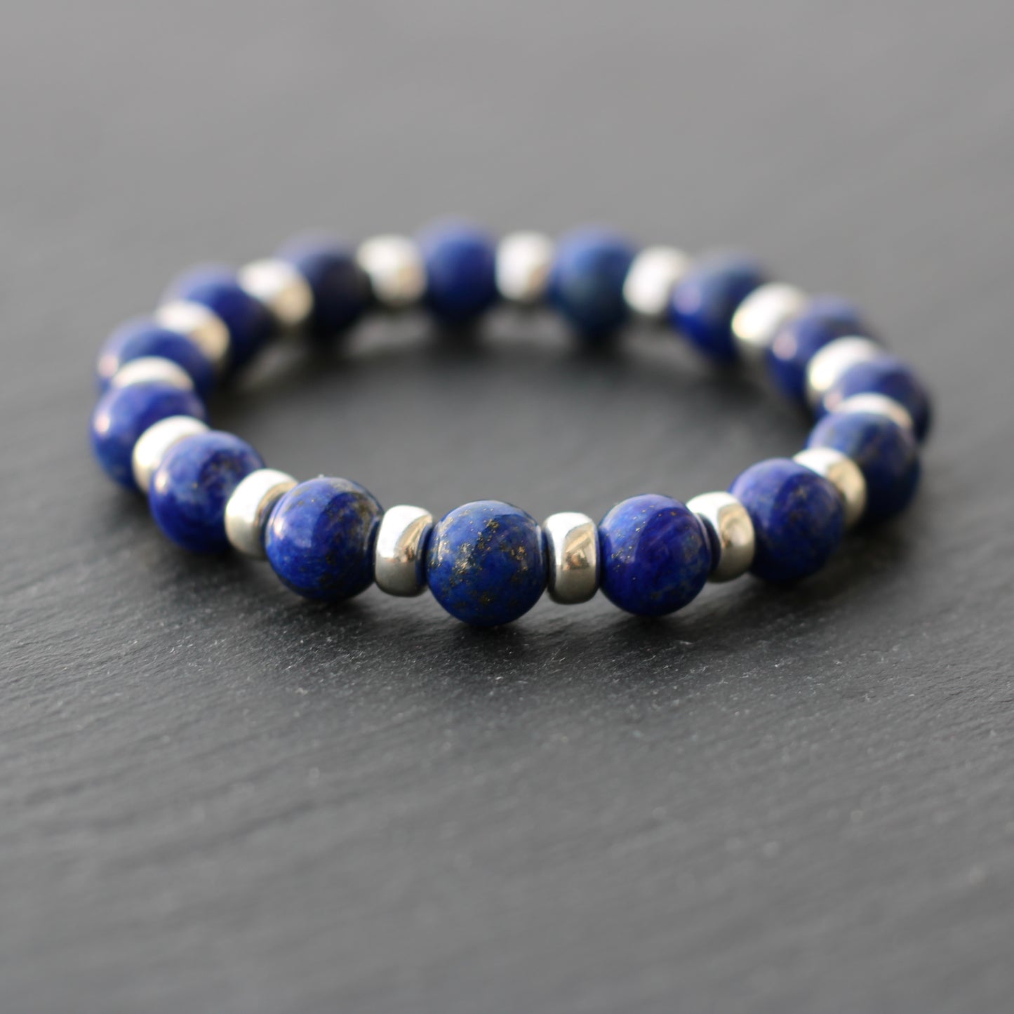 Lapis Lazuli Chunky Power Bracelet With Sterling Silver