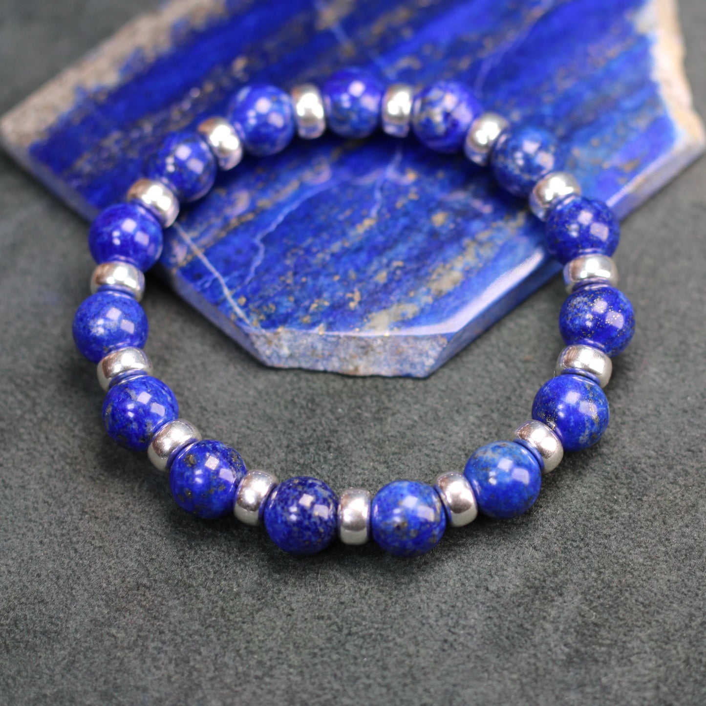 Lapis Lazuli Chunky Power Bracelet With Sterling Silver