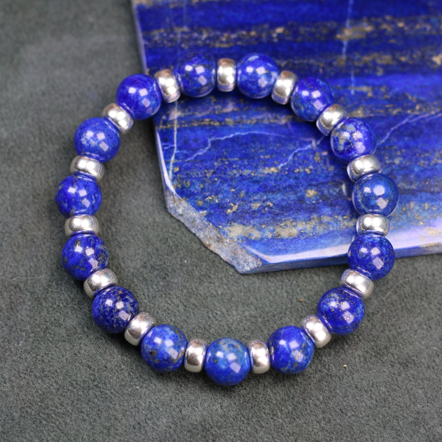 Lapis Lazuli Chunky Power Bracelet With Sterling Silver