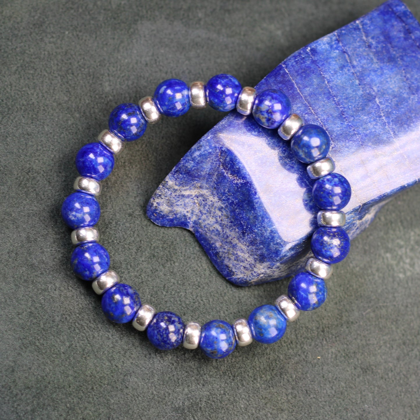 Lapis Lazuli Chunky Power Bracelet With Sterling Silver