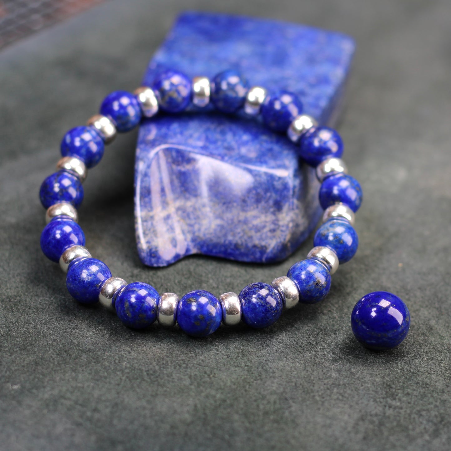 Lapis Lazuli Chunky Power Bracelet With Sterling Silver