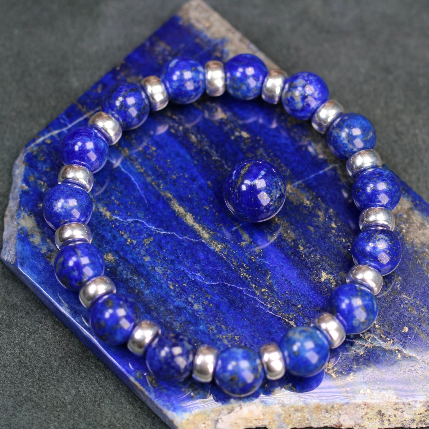 Lapis Lazuli Chunky Power Bracelet With Sterling Silver