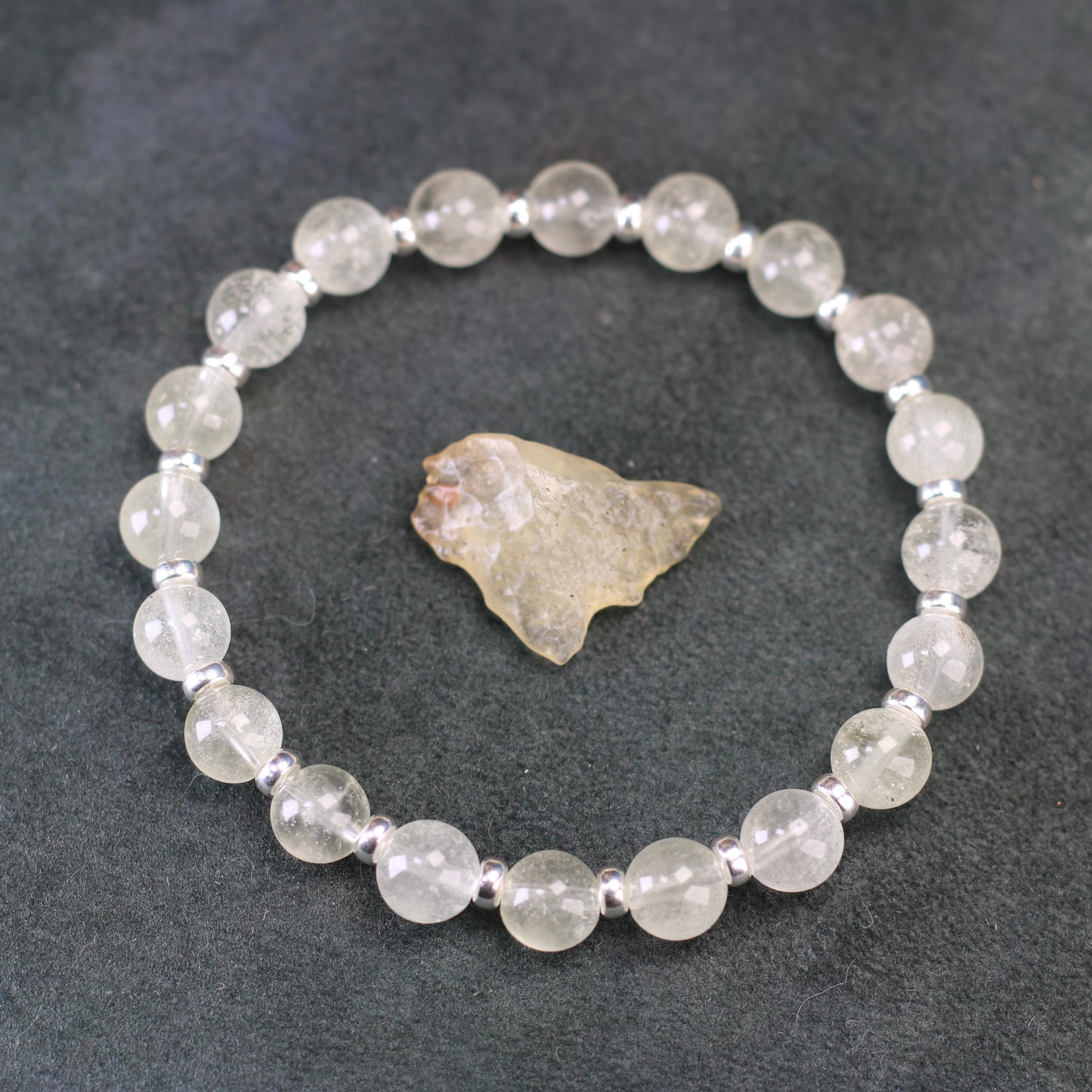 Libyan Desert Glass Power Bracelet With Sterling Silver & LDG Piece