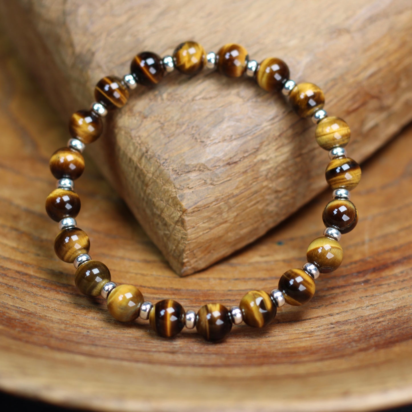 Tiger's Eye Power Bracelet With Sterling Silver & Heart.
