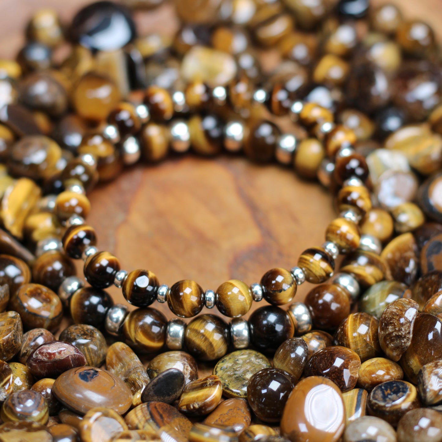 Tiger's Eye Power Bracelet With Sterling Silver & Heart.
