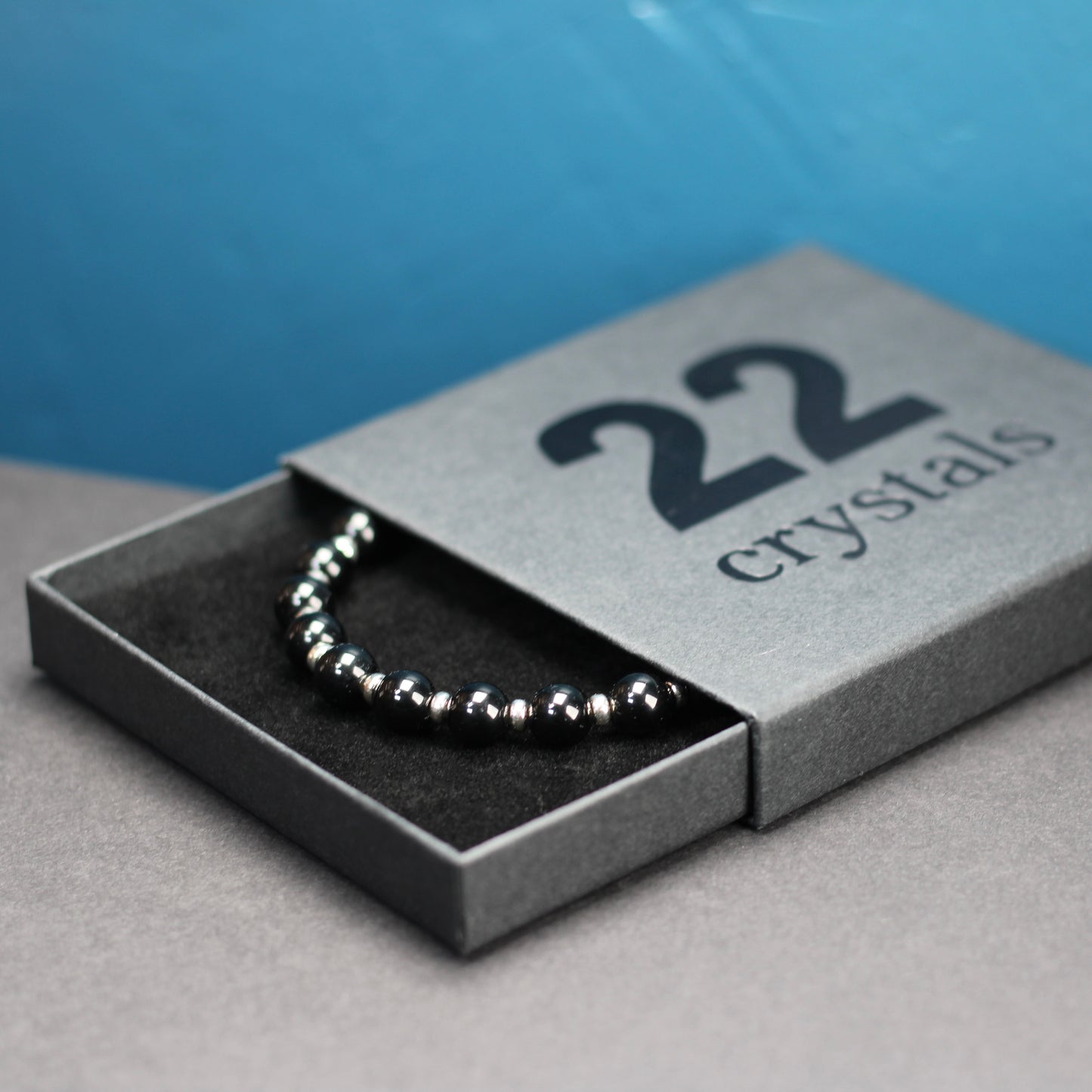 Tektite Power Bracelet With Sterling Silver & Schorl Crystal
