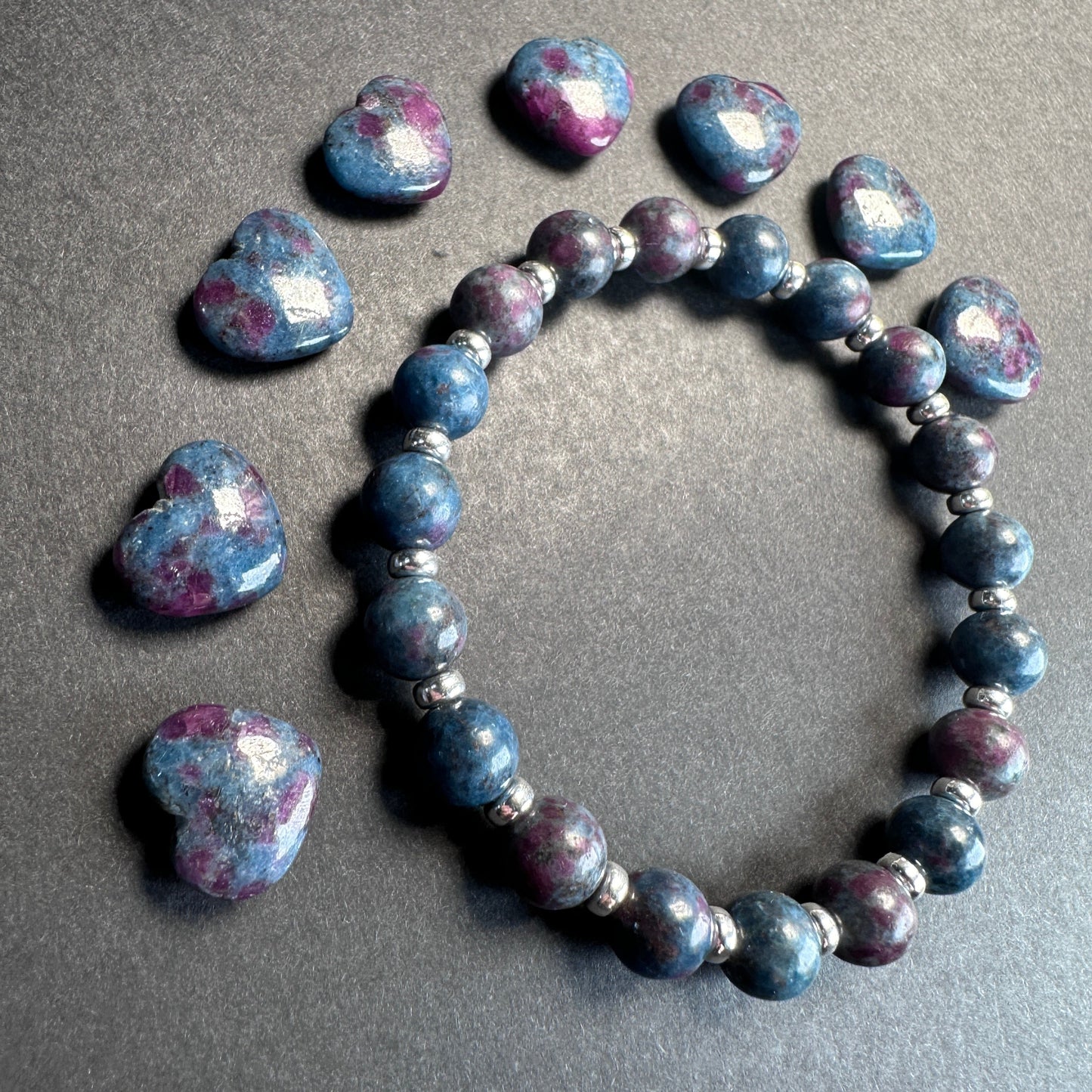 Ruby Kyanite Power Bracelet With Sterling Silver & Ruby Kyanite Heart