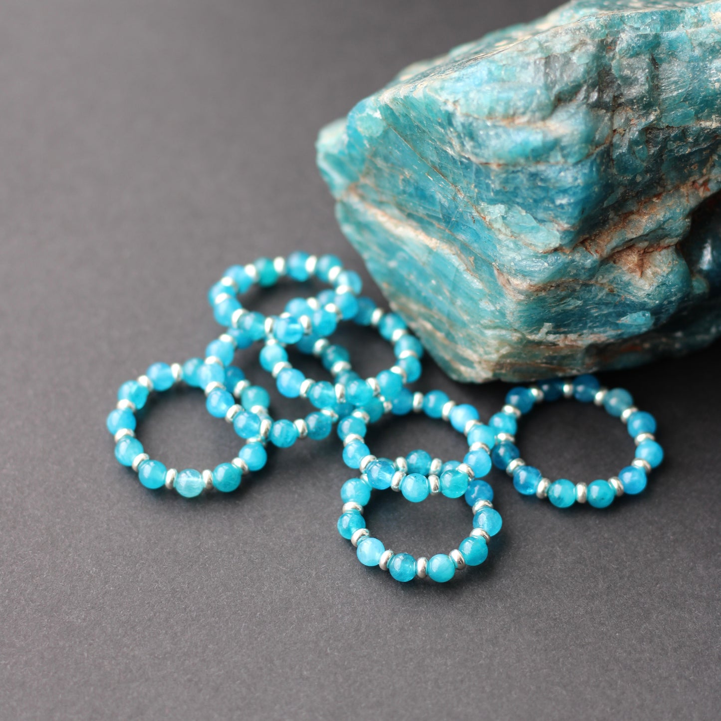 Apatite RING With Silver. Presented With A Tin, A Tag & A Herkimer Diamond