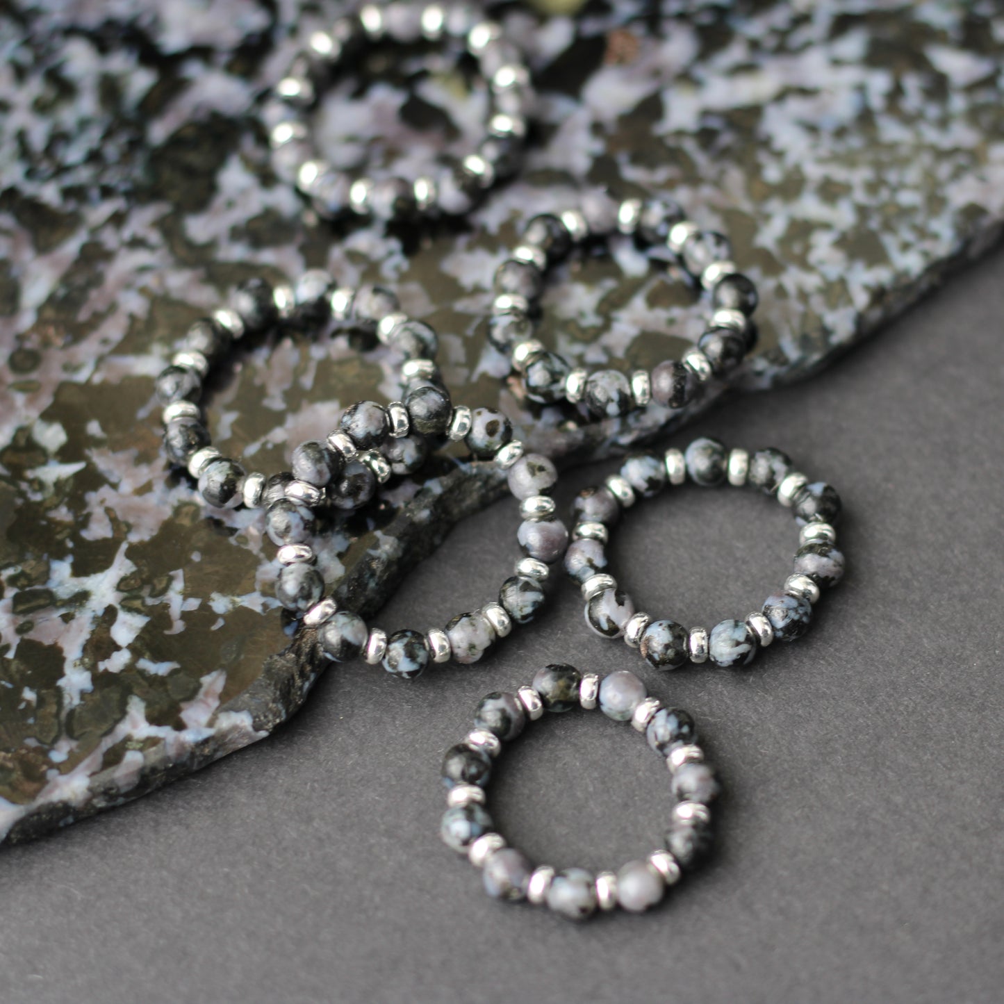 Indigo Gabbro RING With Silver. Presented With A Tin, A Tag & A Herkimer Diamond