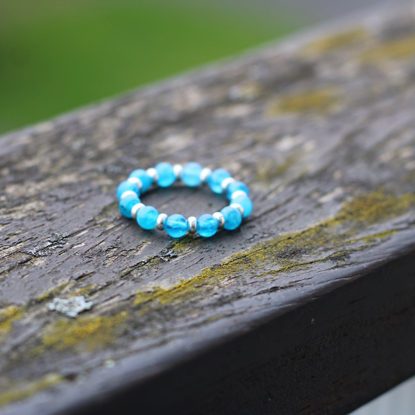 Apatite RING With Silver. Presented With A Tin, A Tag & A Herkimer Diamond