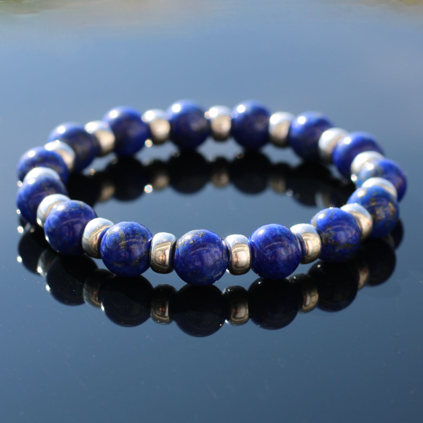 Lapis Lazuli Chunky Power Bracelet With Sterling Silver