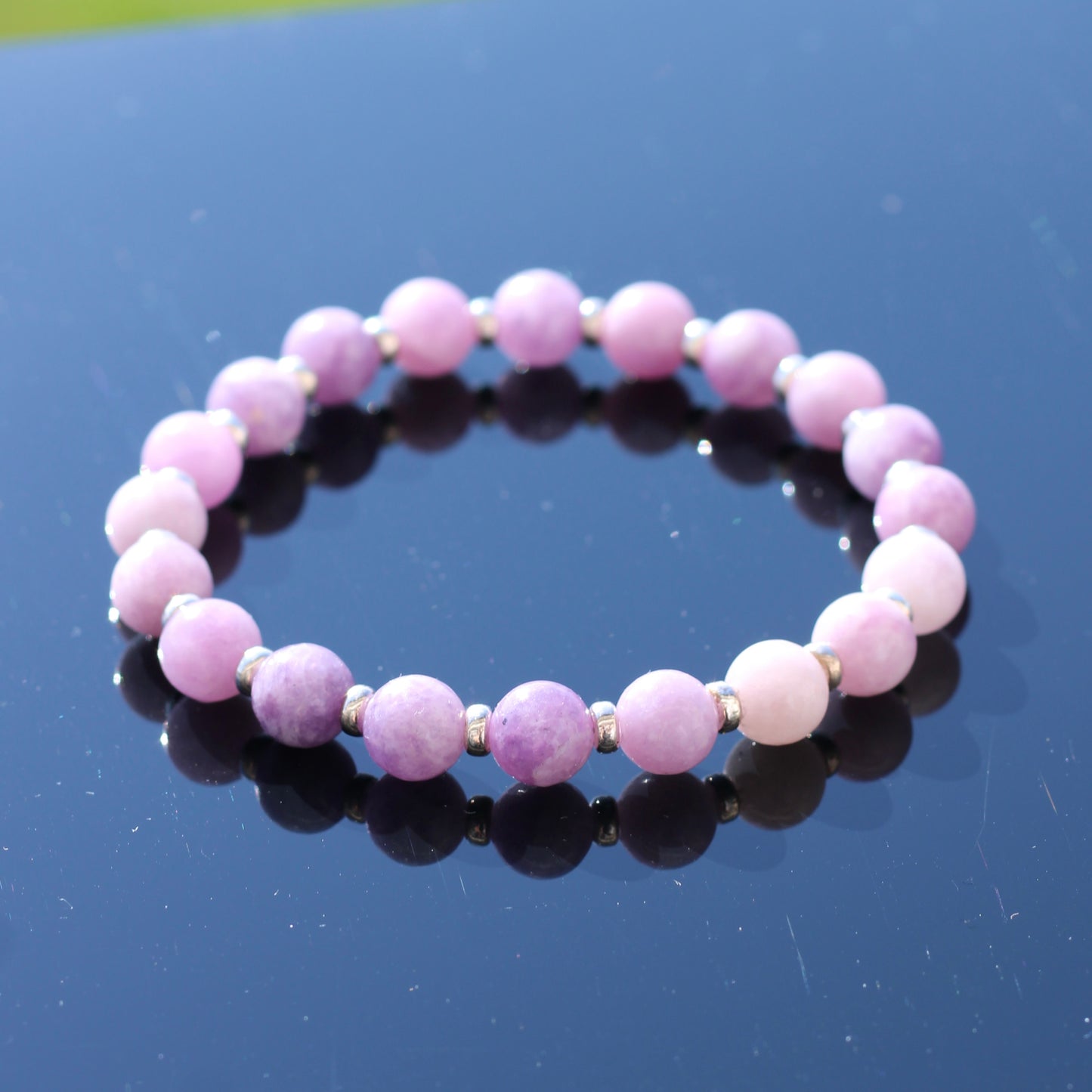 Lilac Lepidolite Power Bracelet With Sterling Silver & Lepidolite Specimen