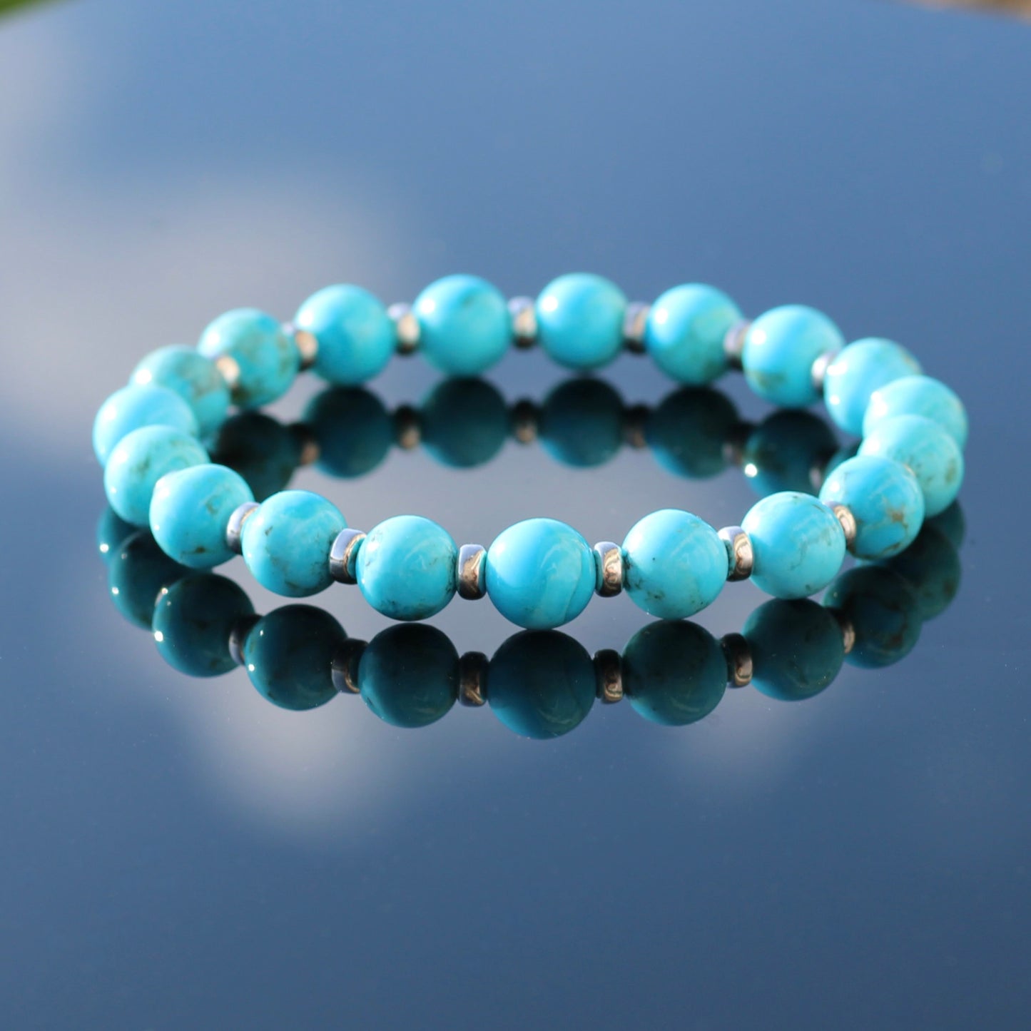 Kingman Turquoise Power Bracelet With Sterling Silver & Small Sphere