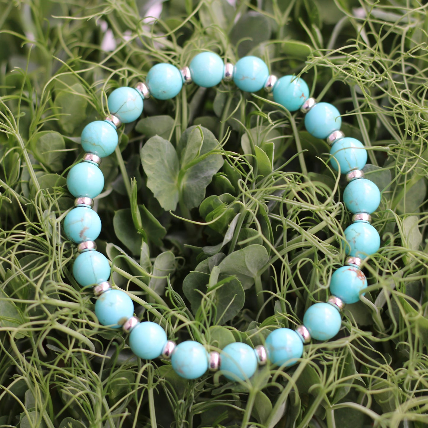 Turquoise Number 8 Mine Power Bracelet With Sterling Silver & Free Small Sphere