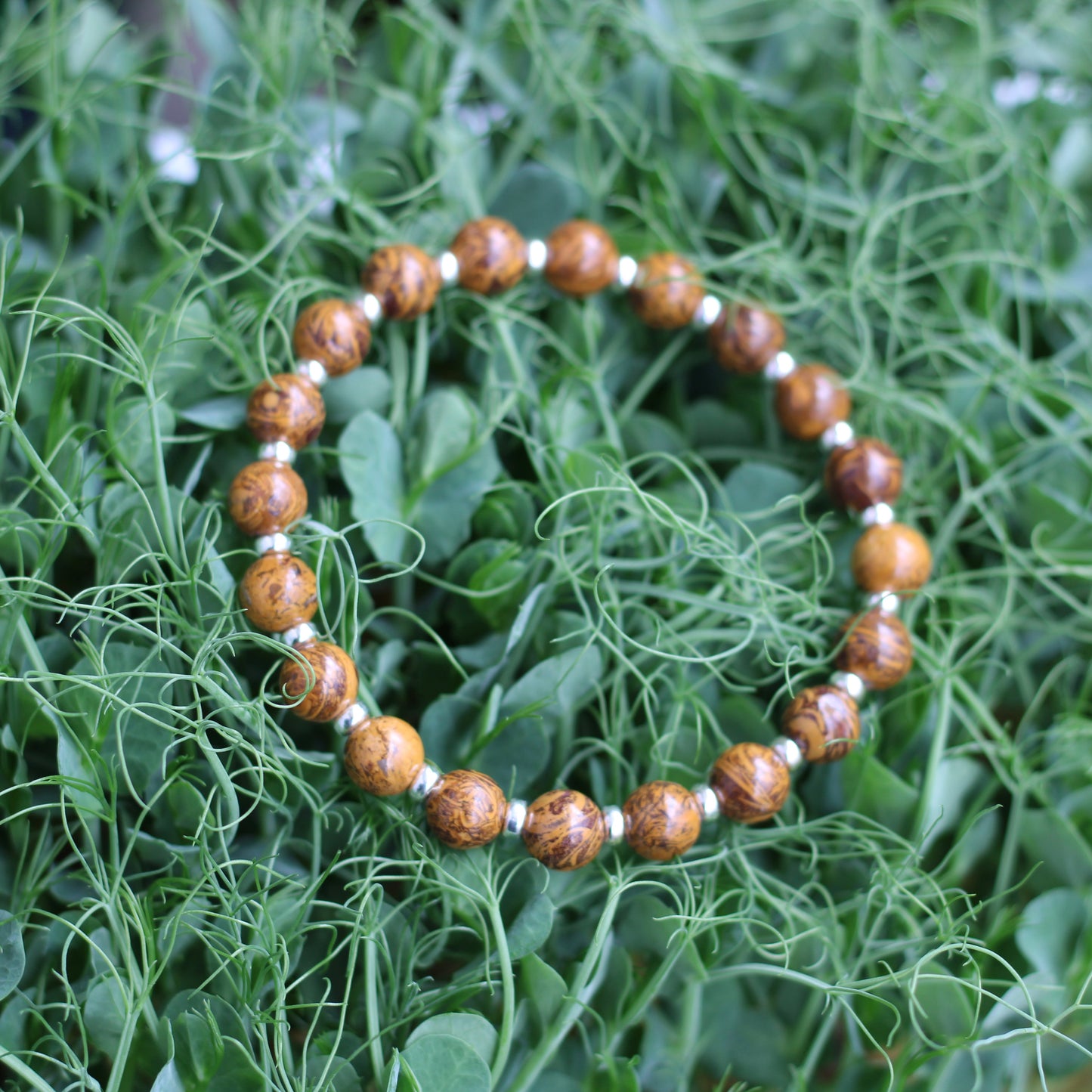 Calligraphy Stone Power Bracelet With Sterling Silver & Tumble Stone