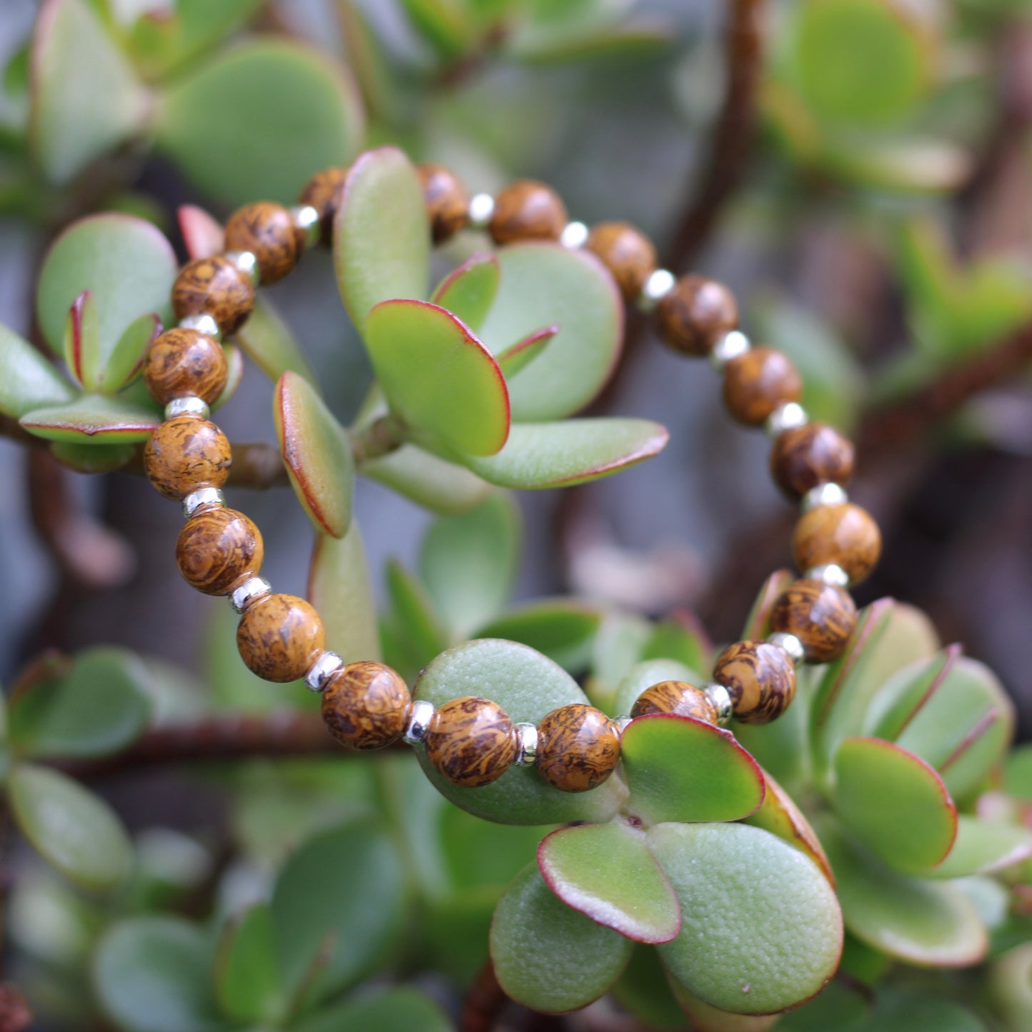 Calligraphy Stone Power Bracelet With Sterling Silver & Tumble Stone