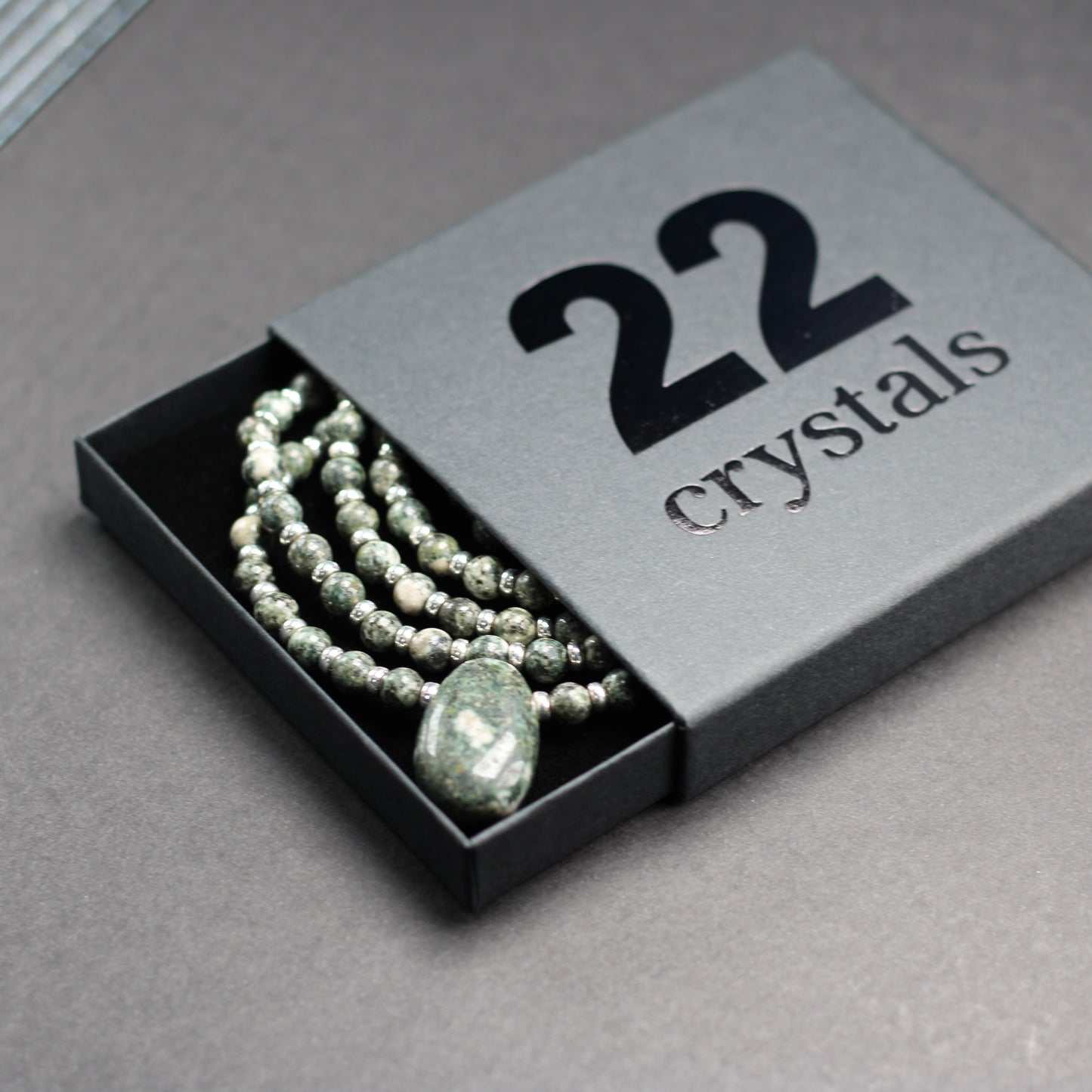 Preseli Bluestone Stonehenge Mala. 108 Bead Necklace And Sterling Silver Accent Bead. Dolorite Tumble Stone. 6mm Beads