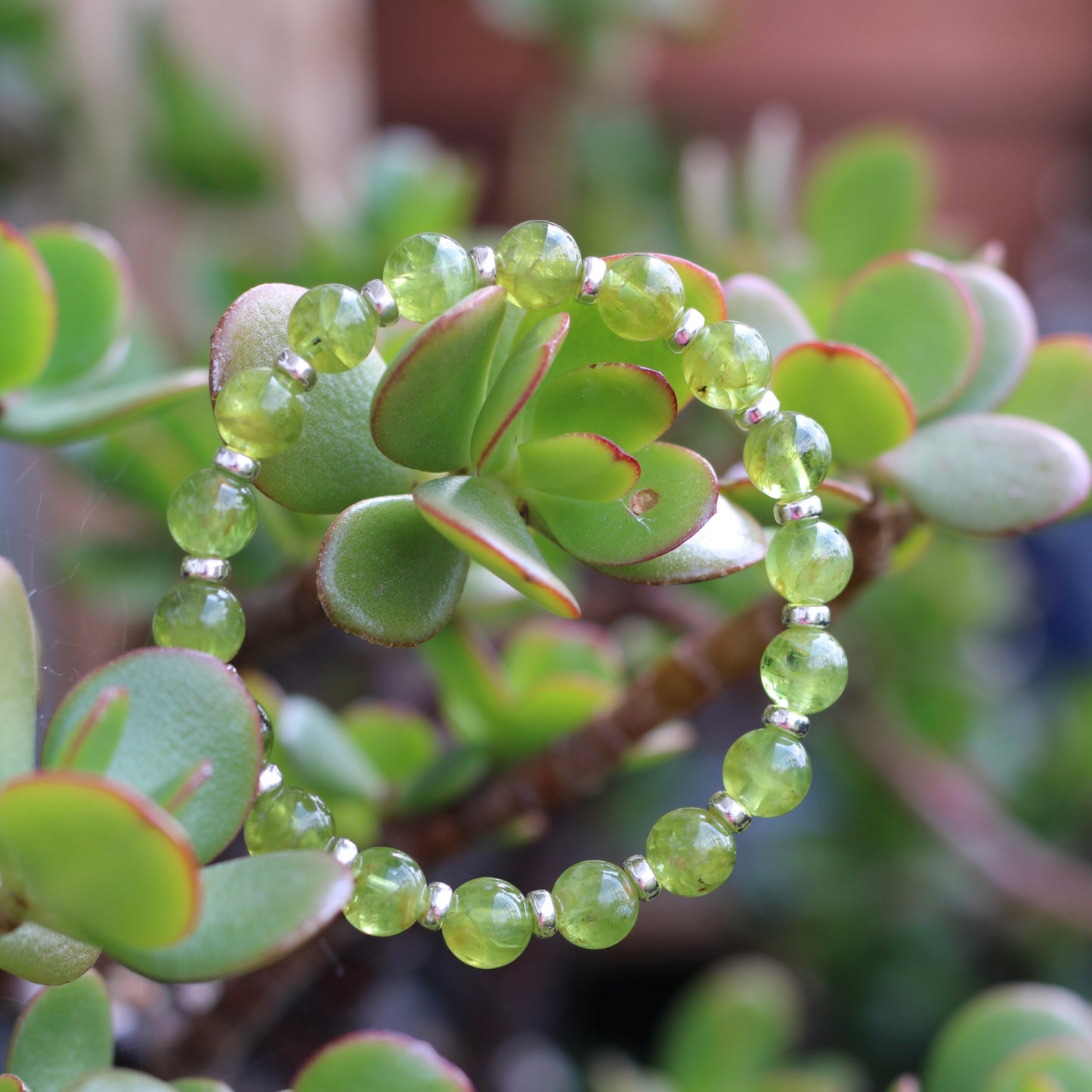Peridot Power Bracelet With Sterling Silver & Crystal
