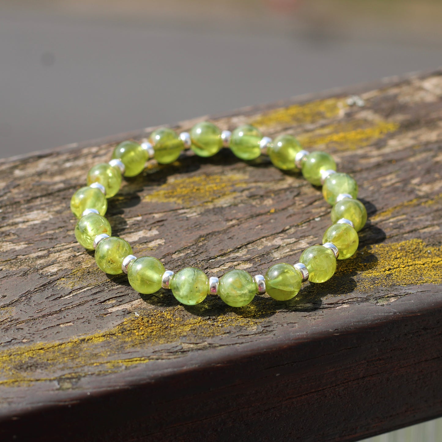 Peridot Power Bracelet With Sterling Silver & Crystal
