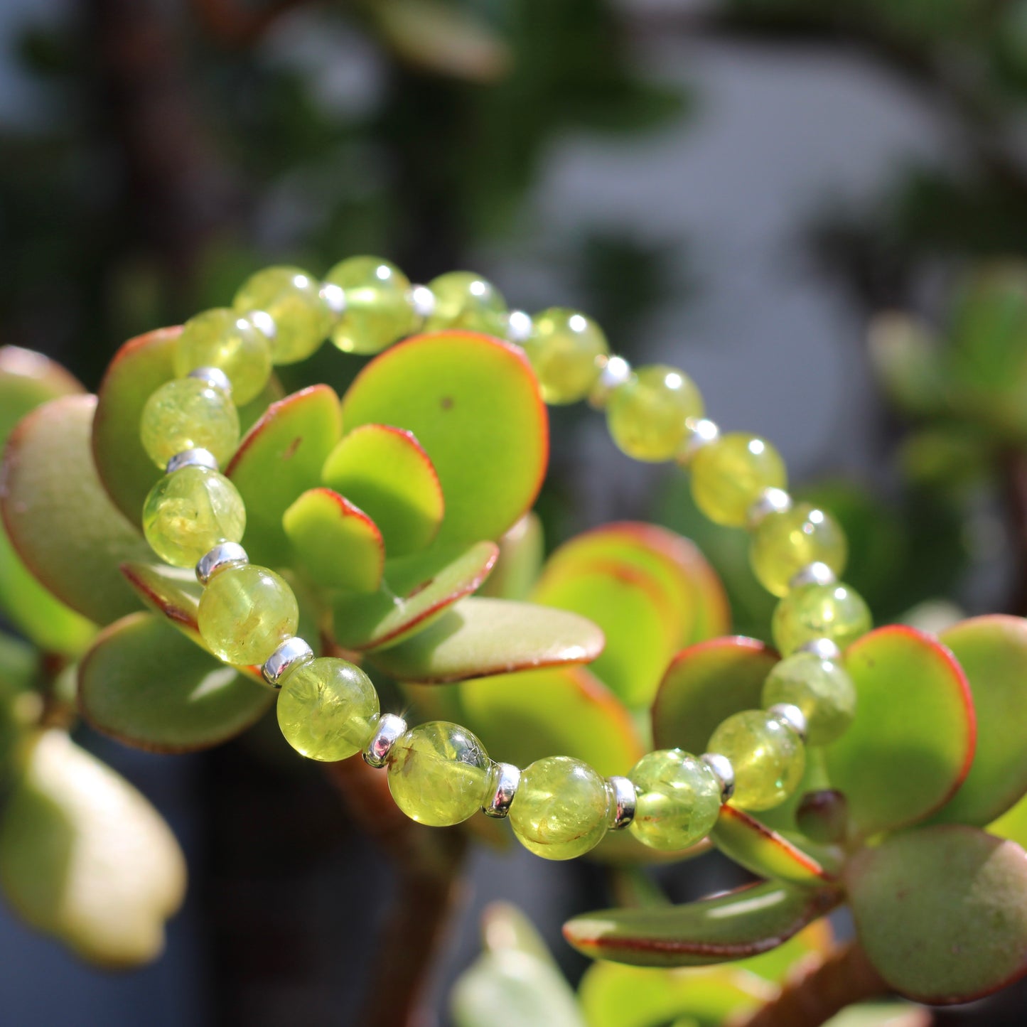 Peridot Power Bracelet With Sterling Silver & Crystal