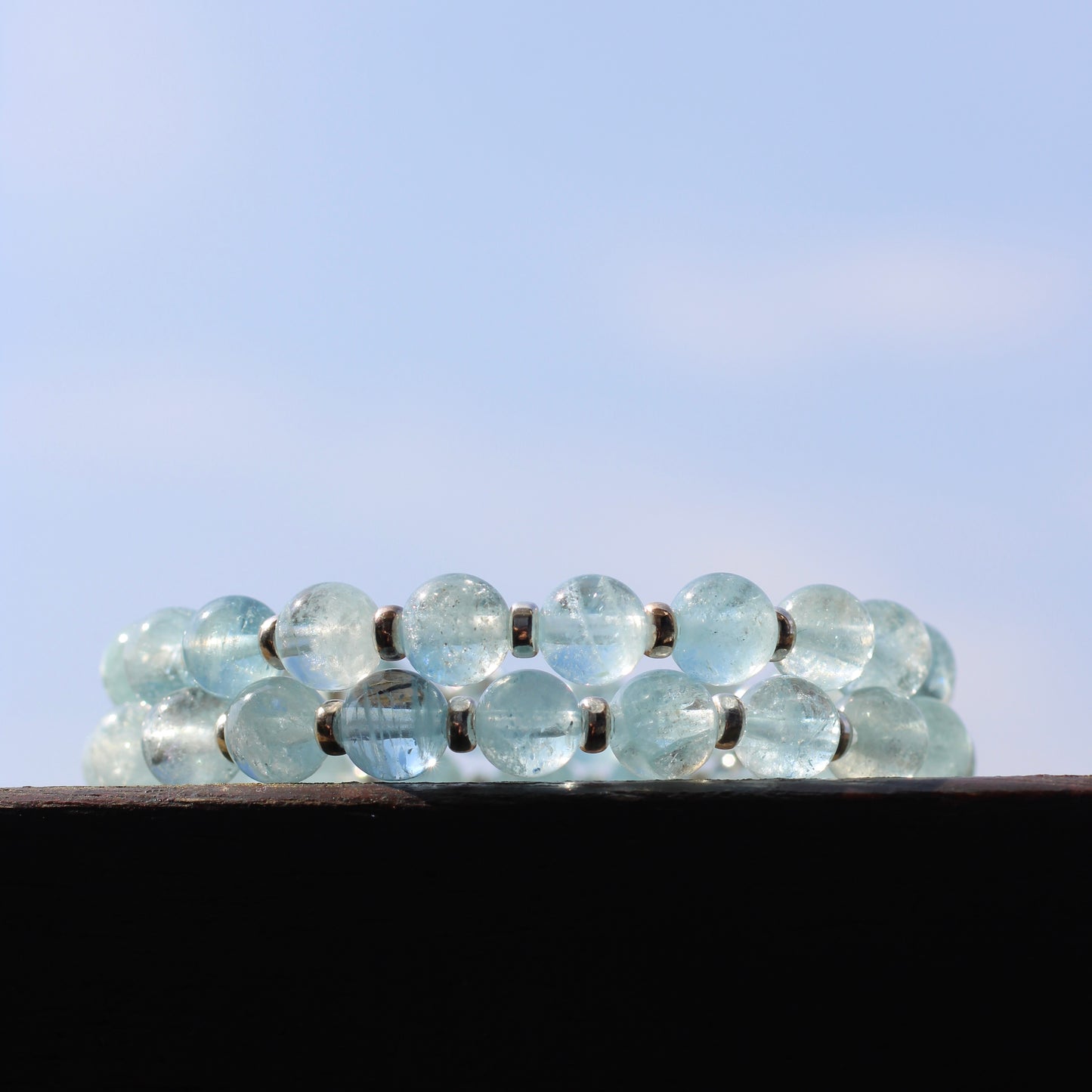 Aquamarine Power Bracelet With Sterling Silver & Tumble