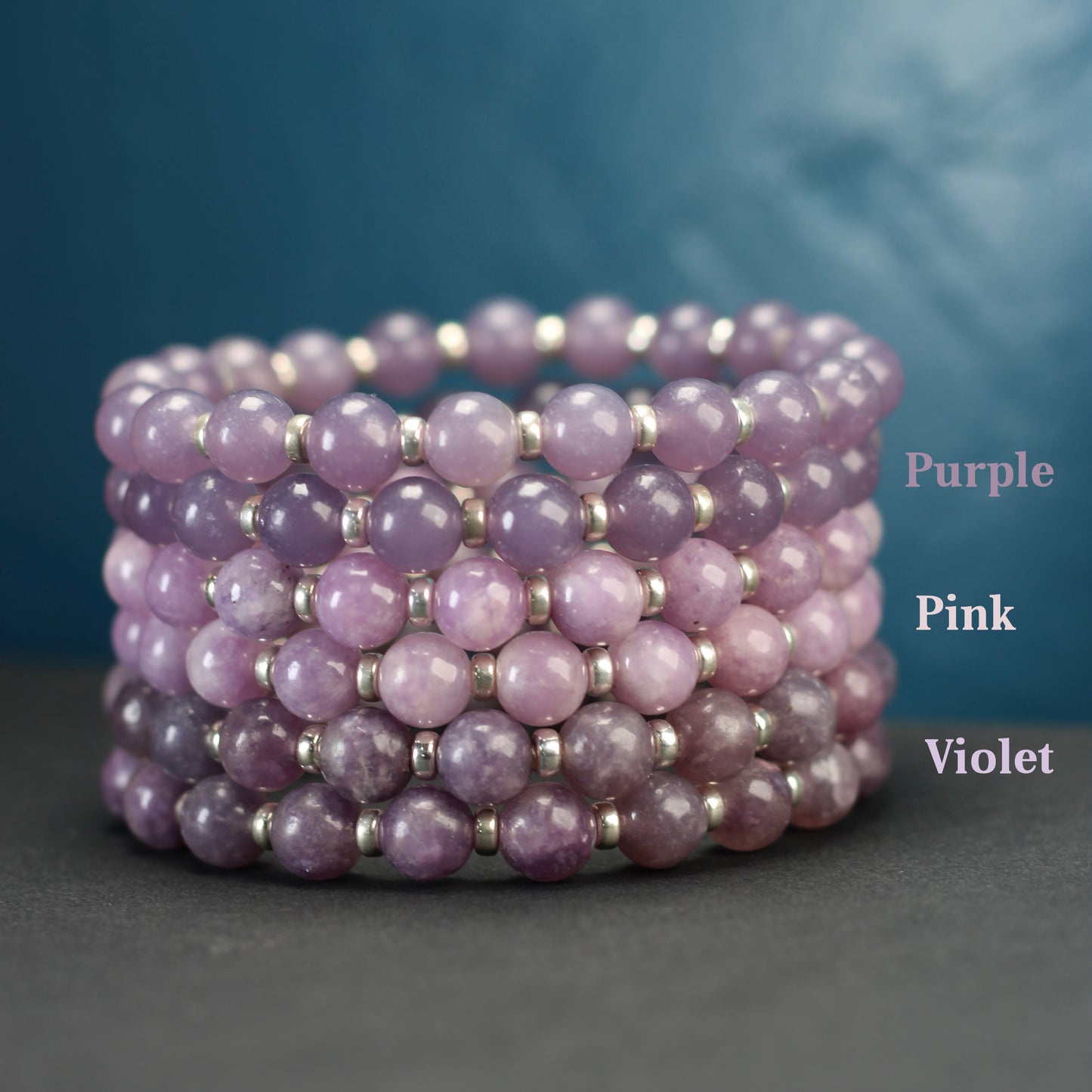 Lepidolite (A Choice Of 3) Posh Power Bracelets With Sterling Silver & Tumble Stone