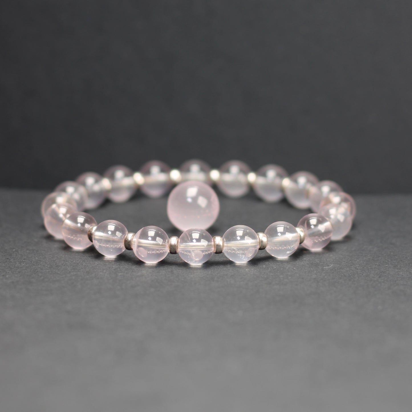 Star Rose Quartz Power Bracelet With Sterling Silver & Mini Sphere