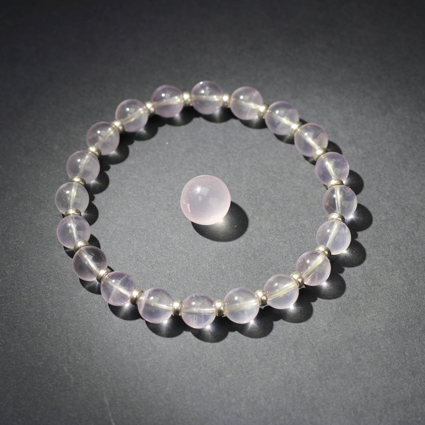 Star Rose Quartz Power Bracelet With Sterling Silver & Mini Sphere