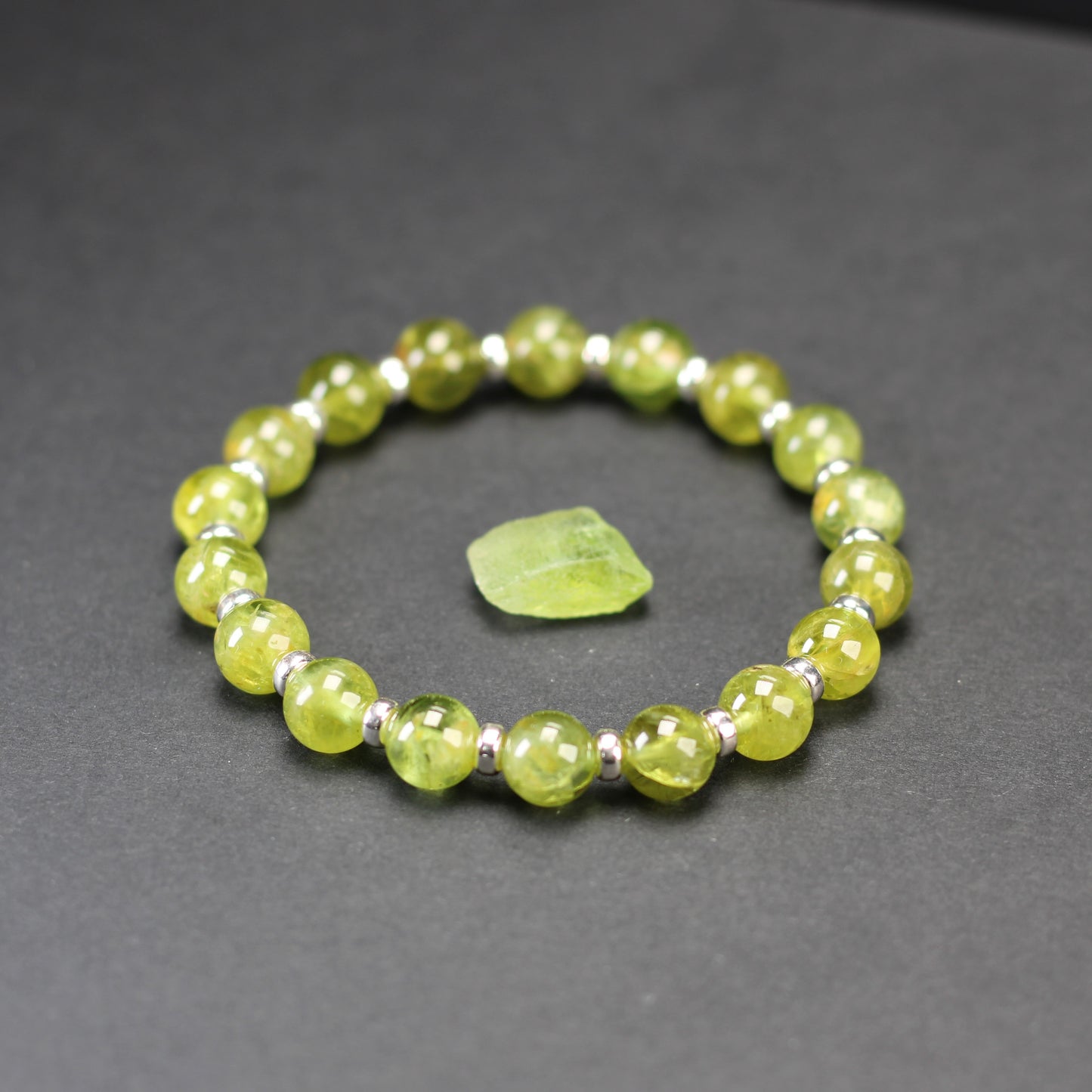 Peridot Power Bracelet With Sterling Silver & Crystal