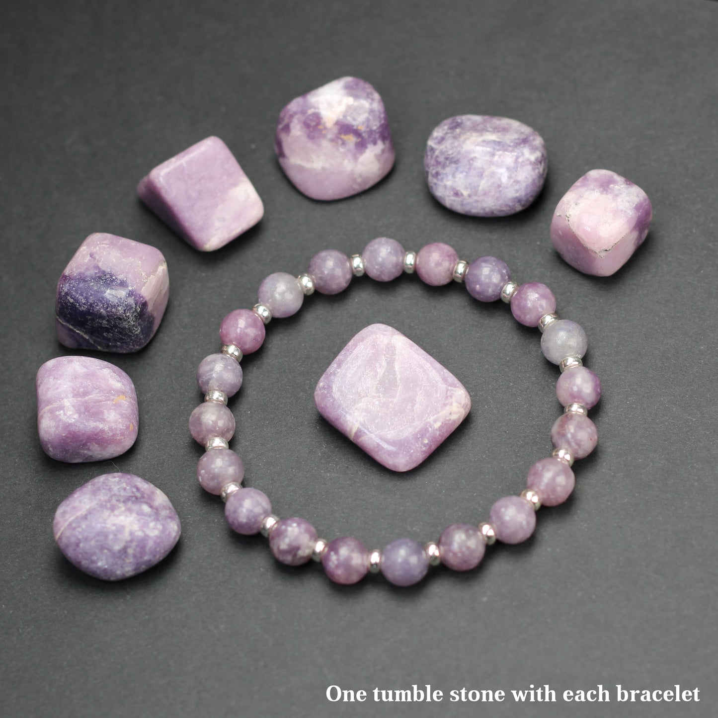 Lepidolite (A Choice Of 3) Posh Power Bracelets With Sterling Silver & Tumble Stone