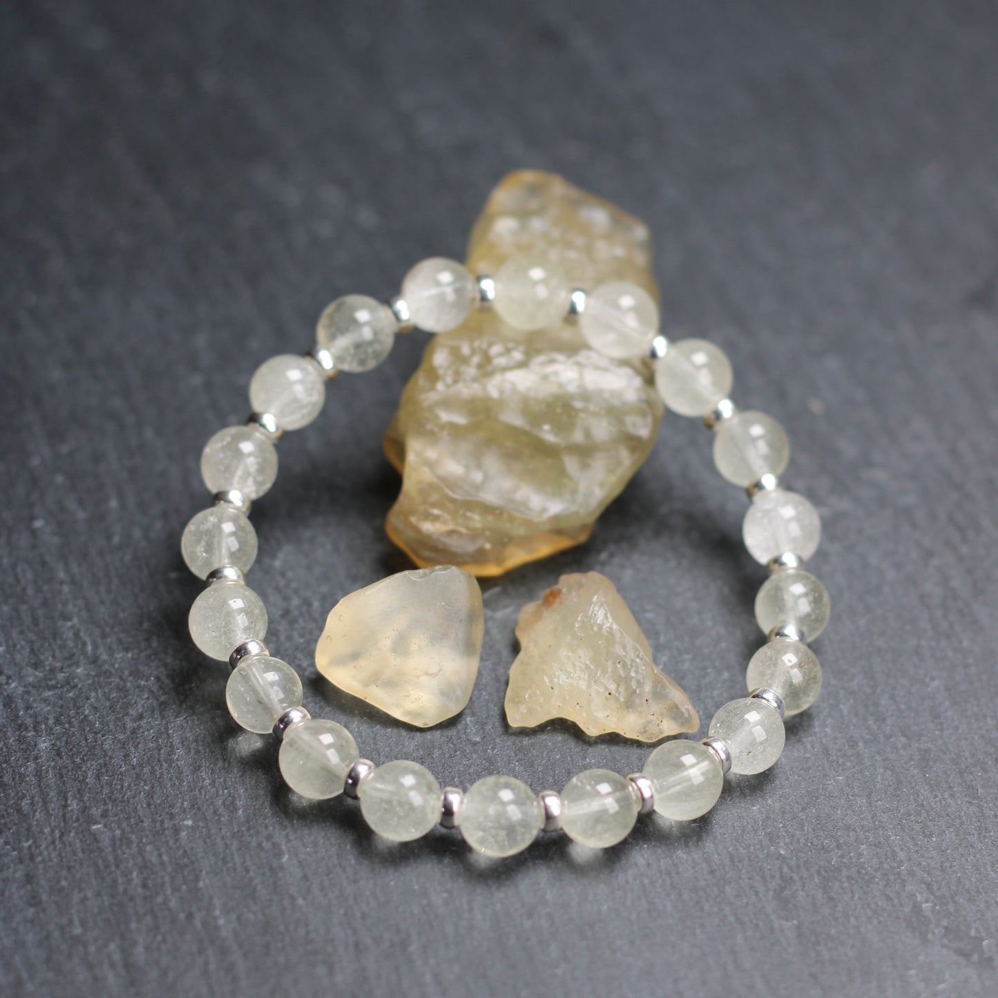 Libyan Desert Glass Power Bracelet With Sterling Silver & LDG Piece