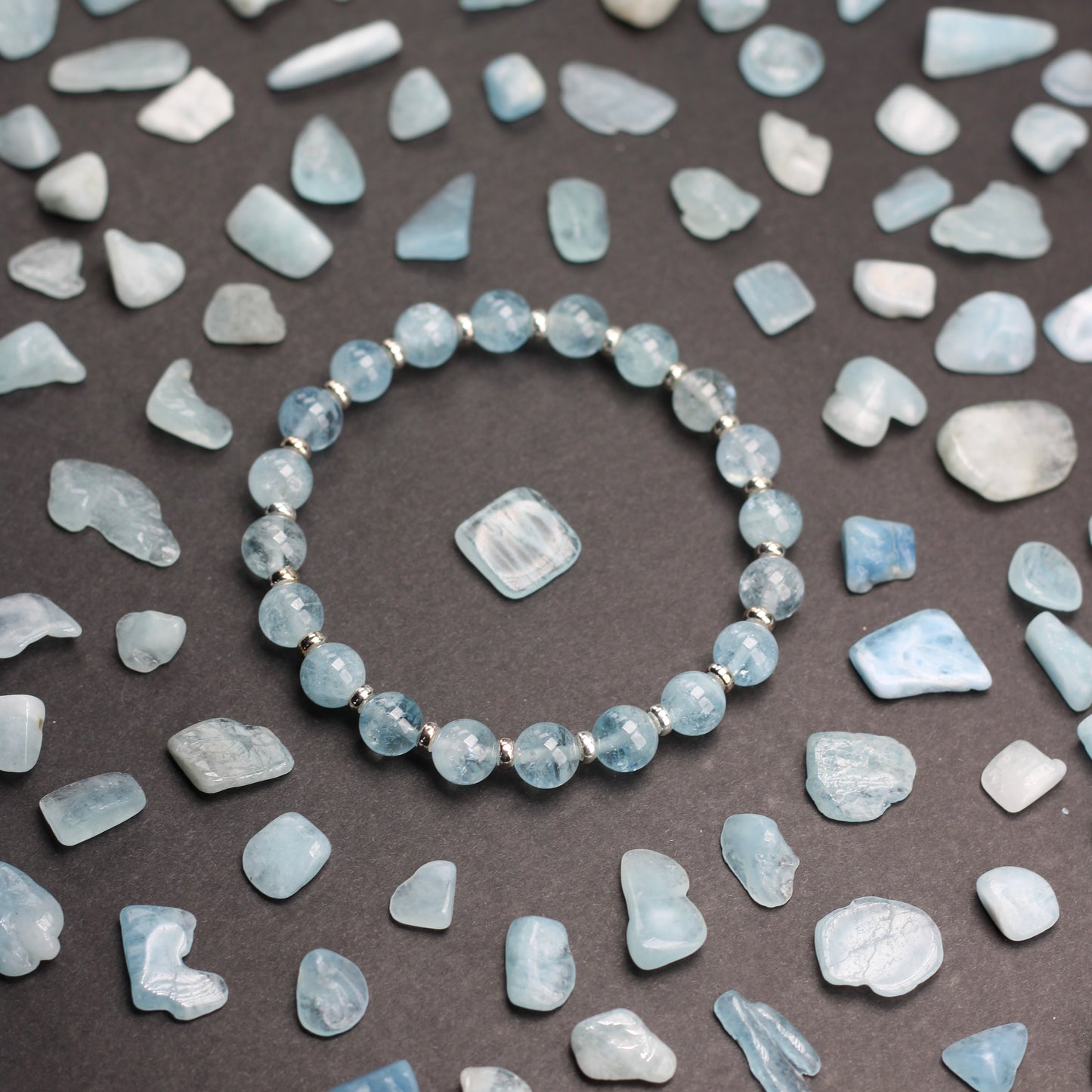 Aquamarine Power Bracelet With Sterling Silver & Tumble