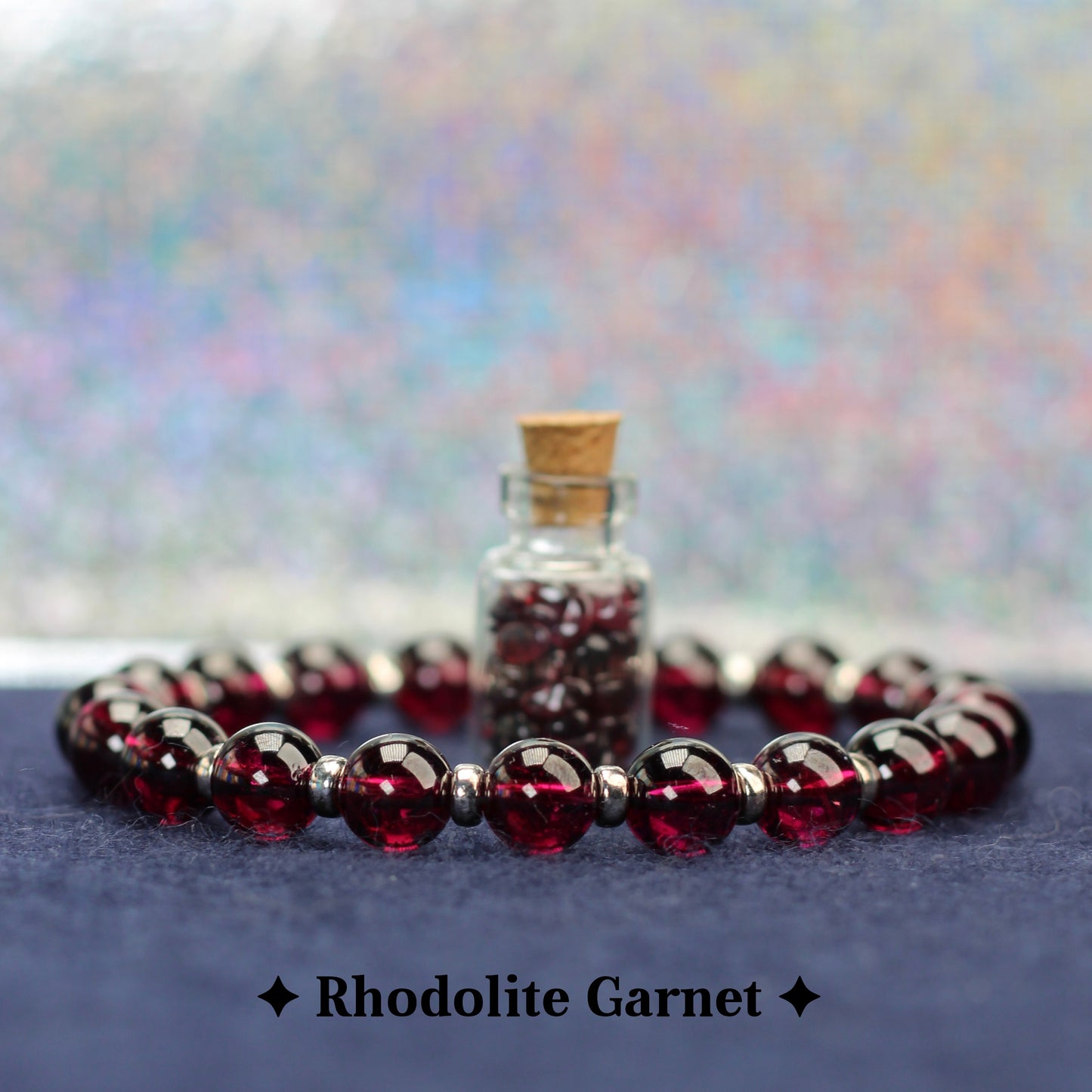 Rhodolite, Hessonite & Pyrope Garnet Power Bracelet With Sterling Silver