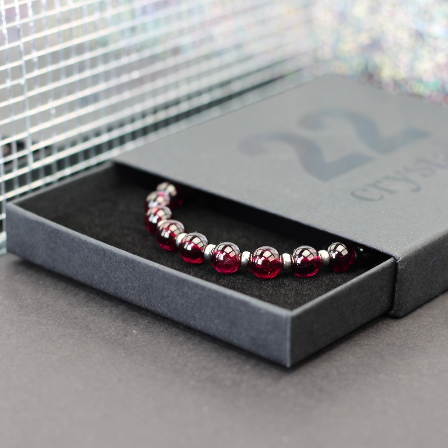 Rhodolite, Hessonite & Pyrope Garnet Power Bracelet With Sterling Silver