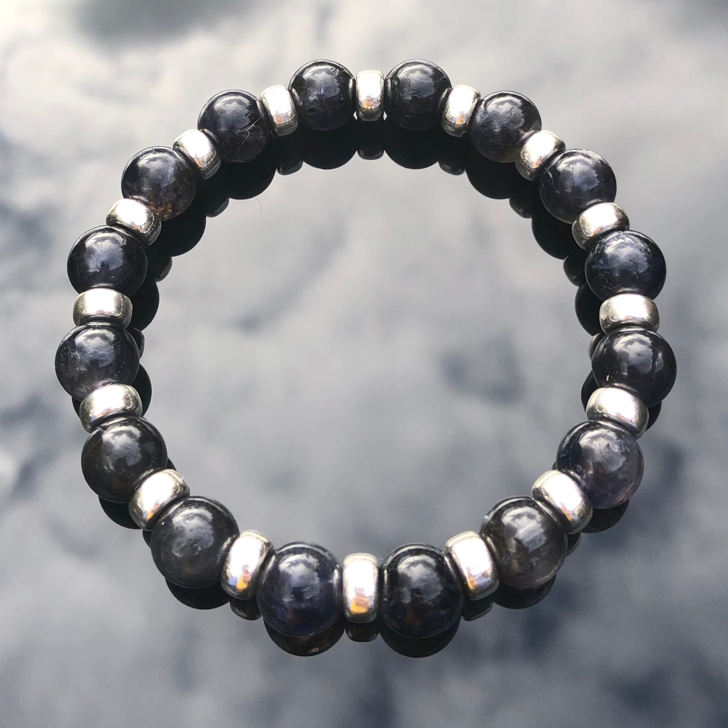 Iolite Chunky Power Bracelet With Sterling Silver & Tumble Stone