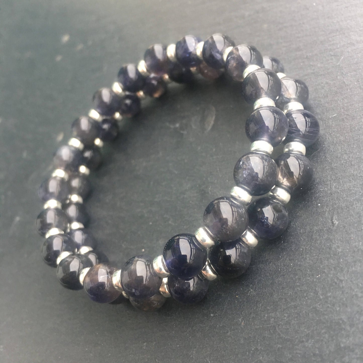 Iolite Power Bracelet With Sterling Silver & Tumble Stone