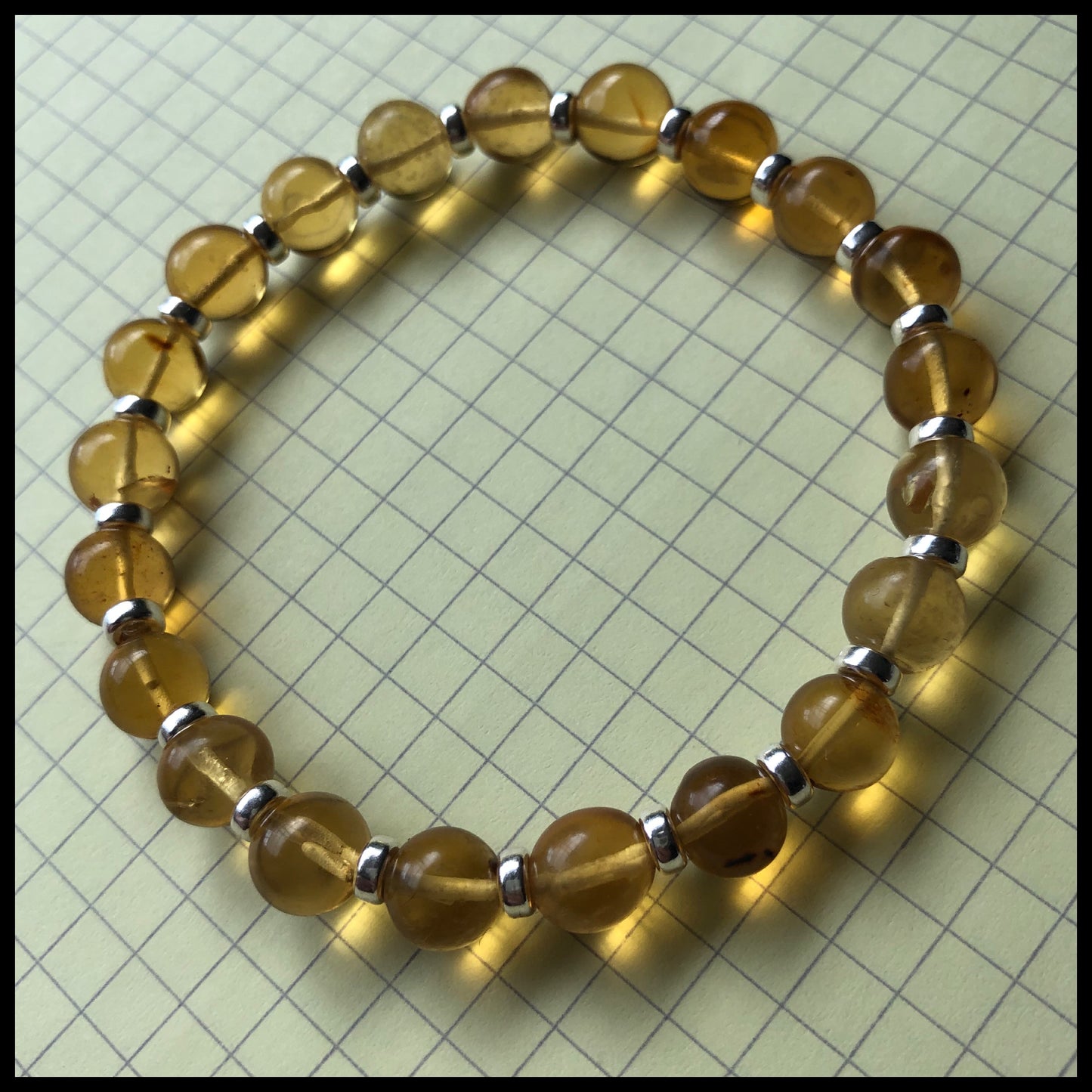 Amber Power Bracelet With Sterling Silver & Amber Tumbles