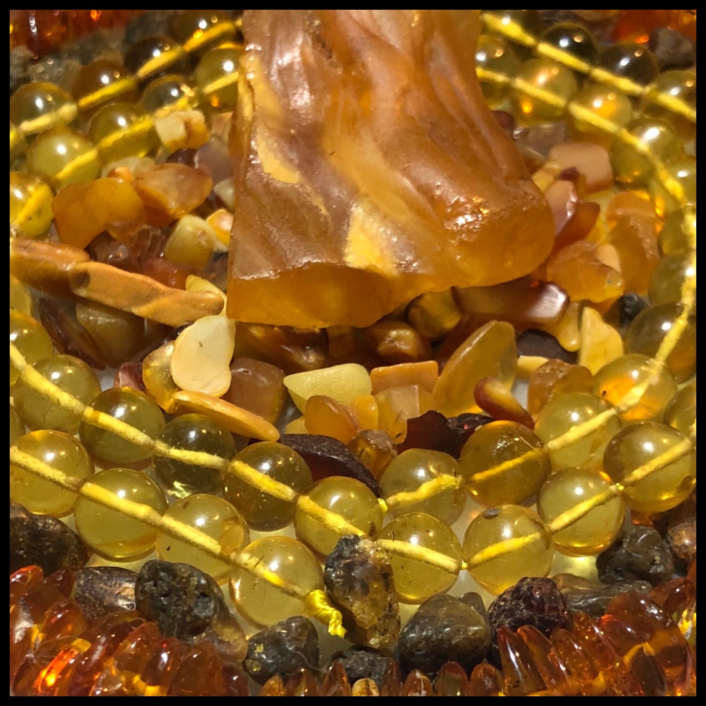 Amber Power Bracelet With Sterling Silver & Amber Tumbles