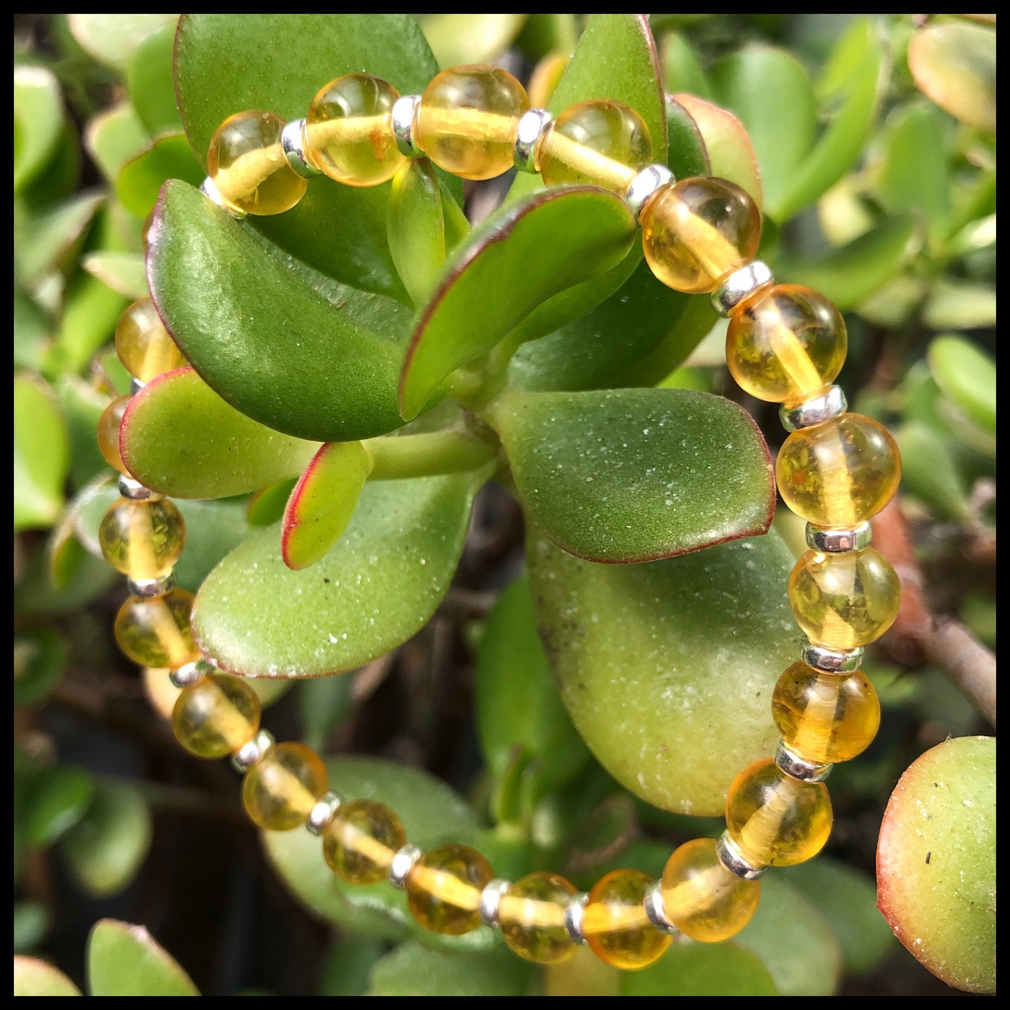 Amber Power Bracelet With Sterling Silver & Amber Tumbles