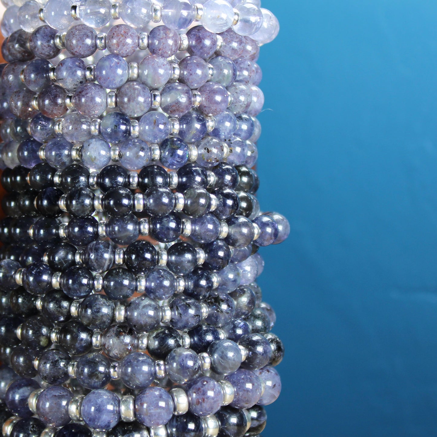 Iolite Power Bracelet With Sterling Silver & Tumble Stone