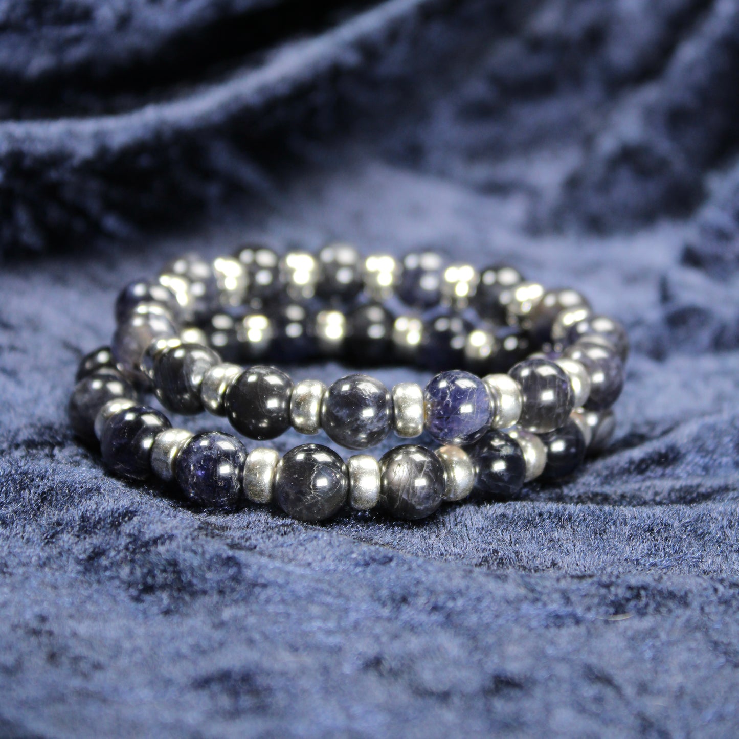Iolite Chunky Power Bracelet With Sterling Silver & Tumble Stone