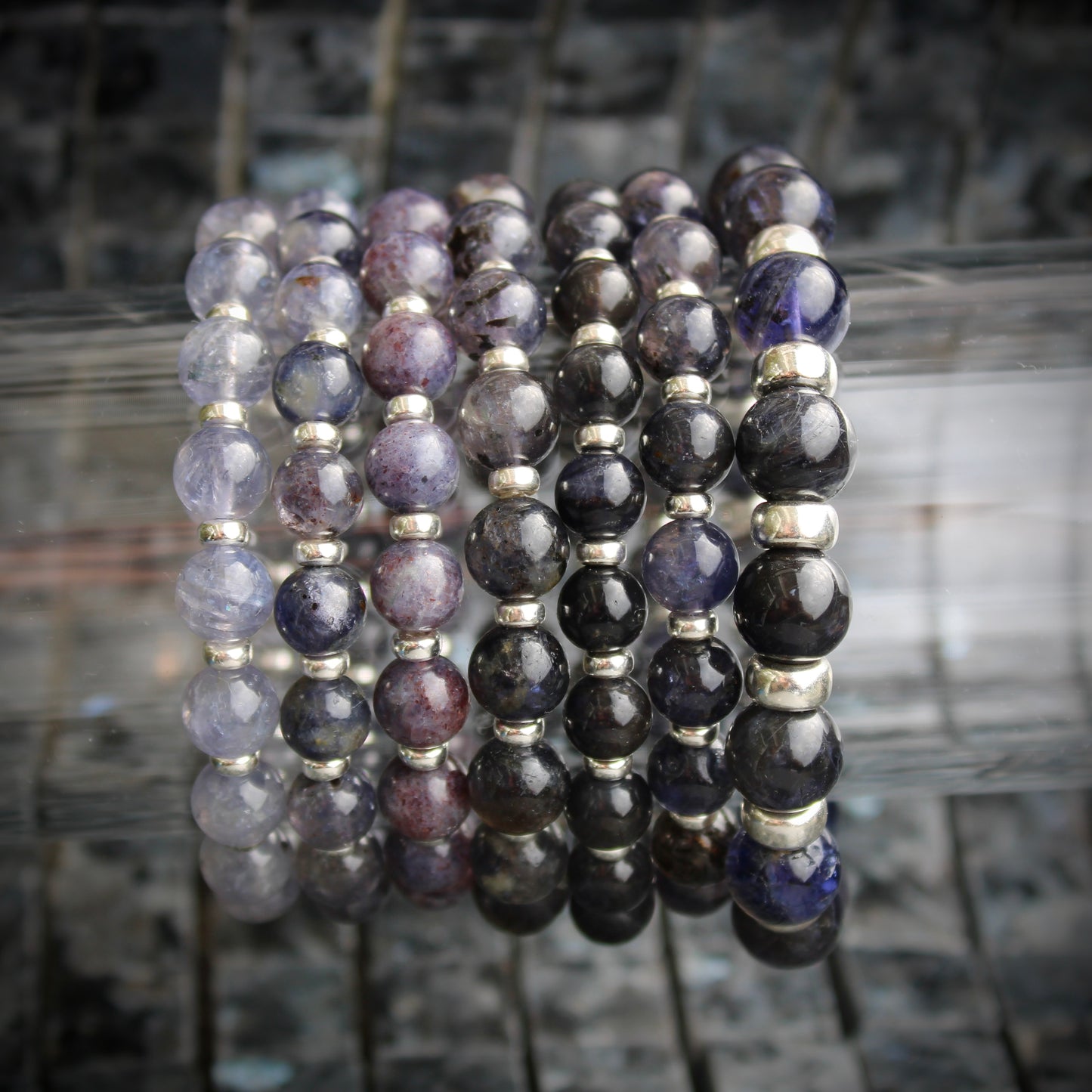 Iolite Power Bracelet With Sterling Silver & Tumble Stone