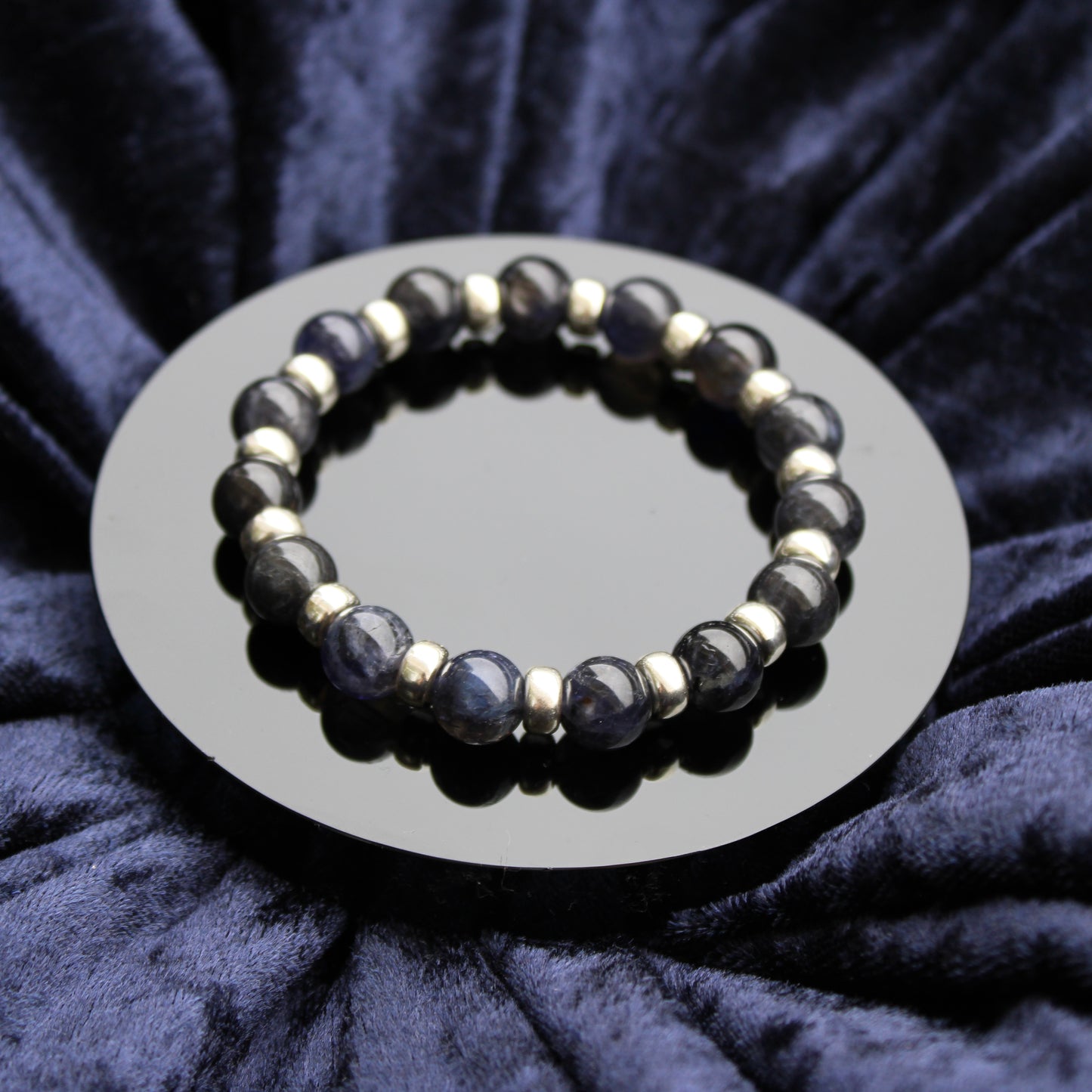 Iolite Chunky Power Bracelet With Sterling Silver & Tumble Stone